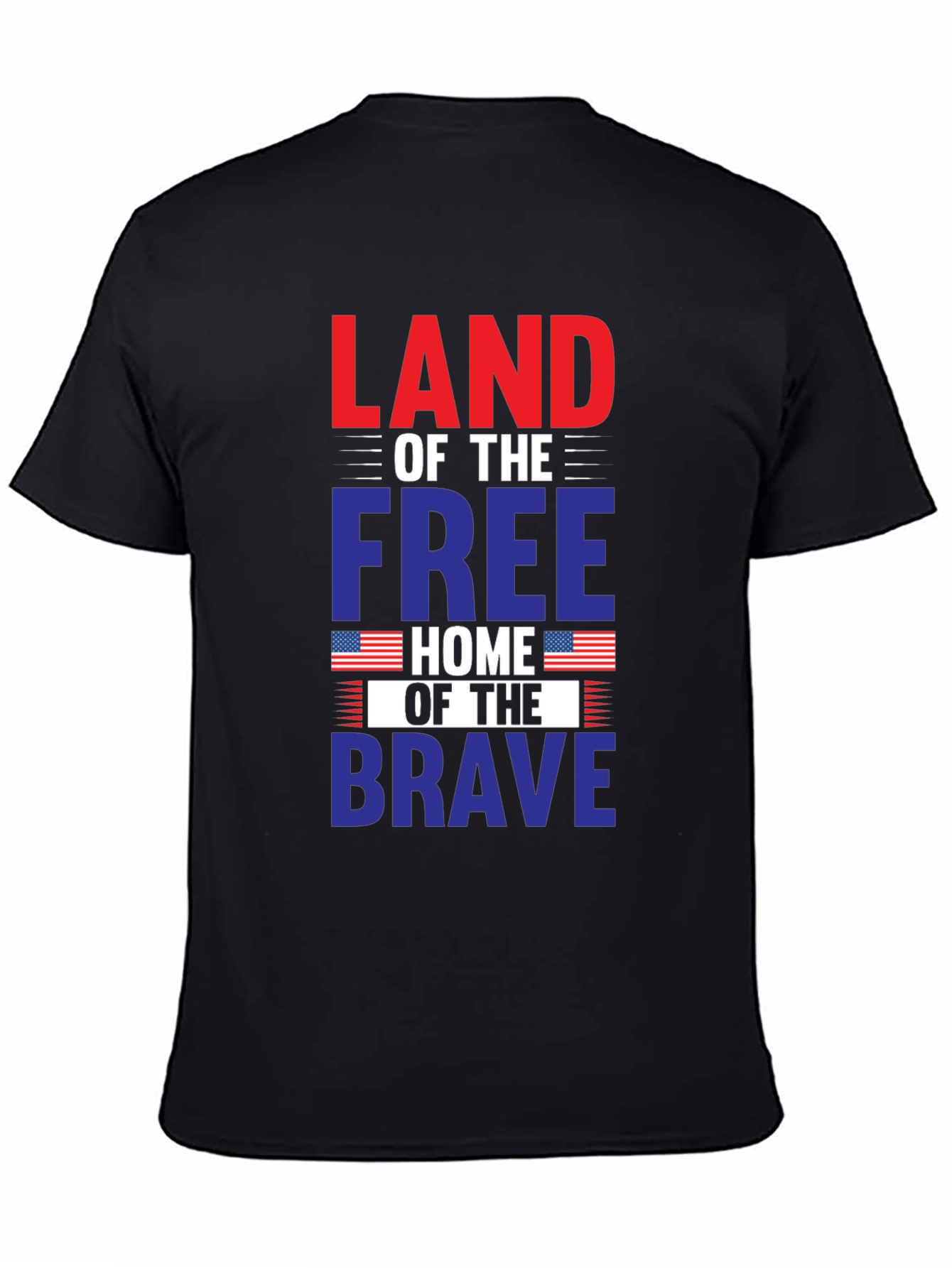 Black Patriotic T-Shirt: Land of the Free, Home of the Brave view 4