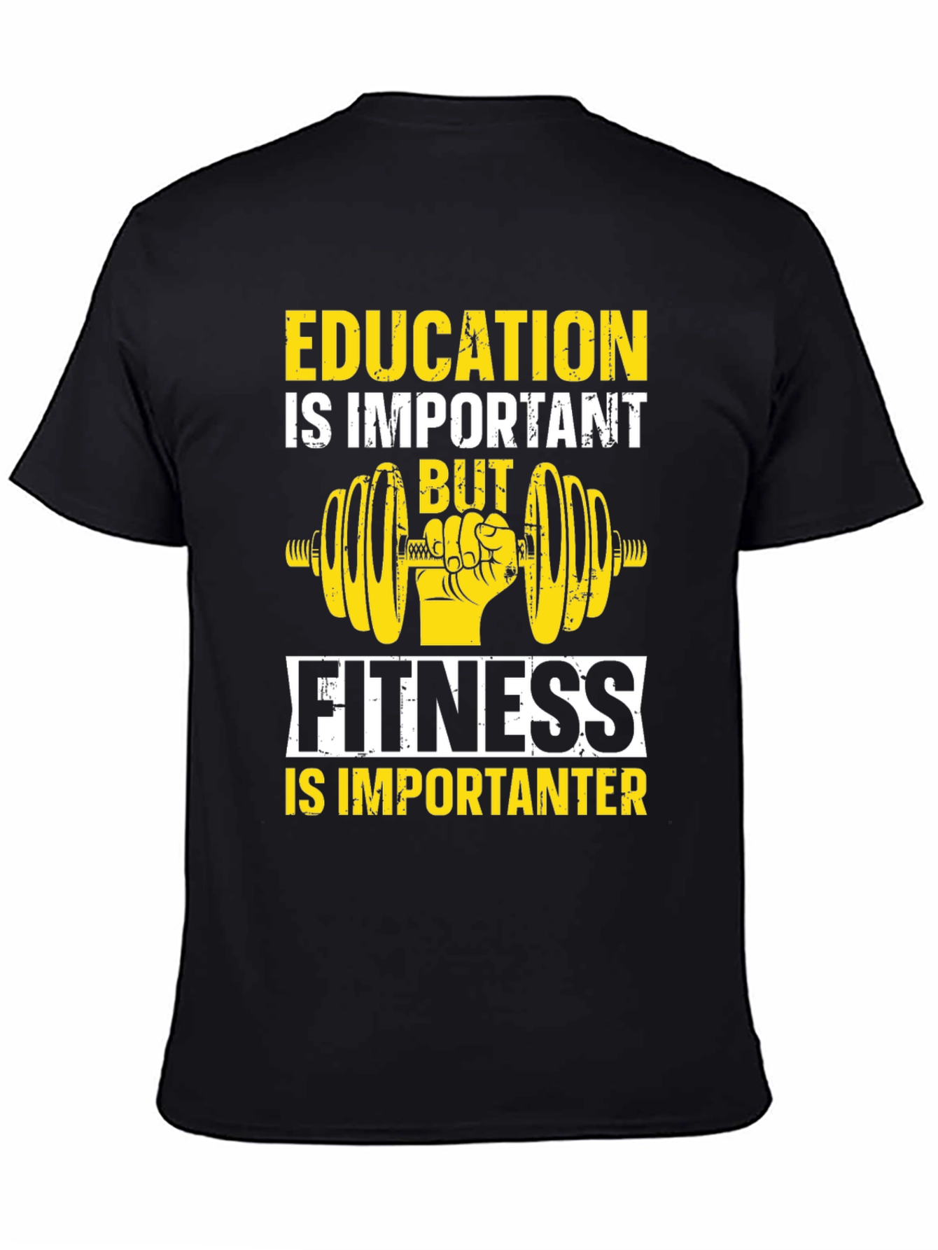 Black Education vs Fitness Graphic T-Shirt view 4