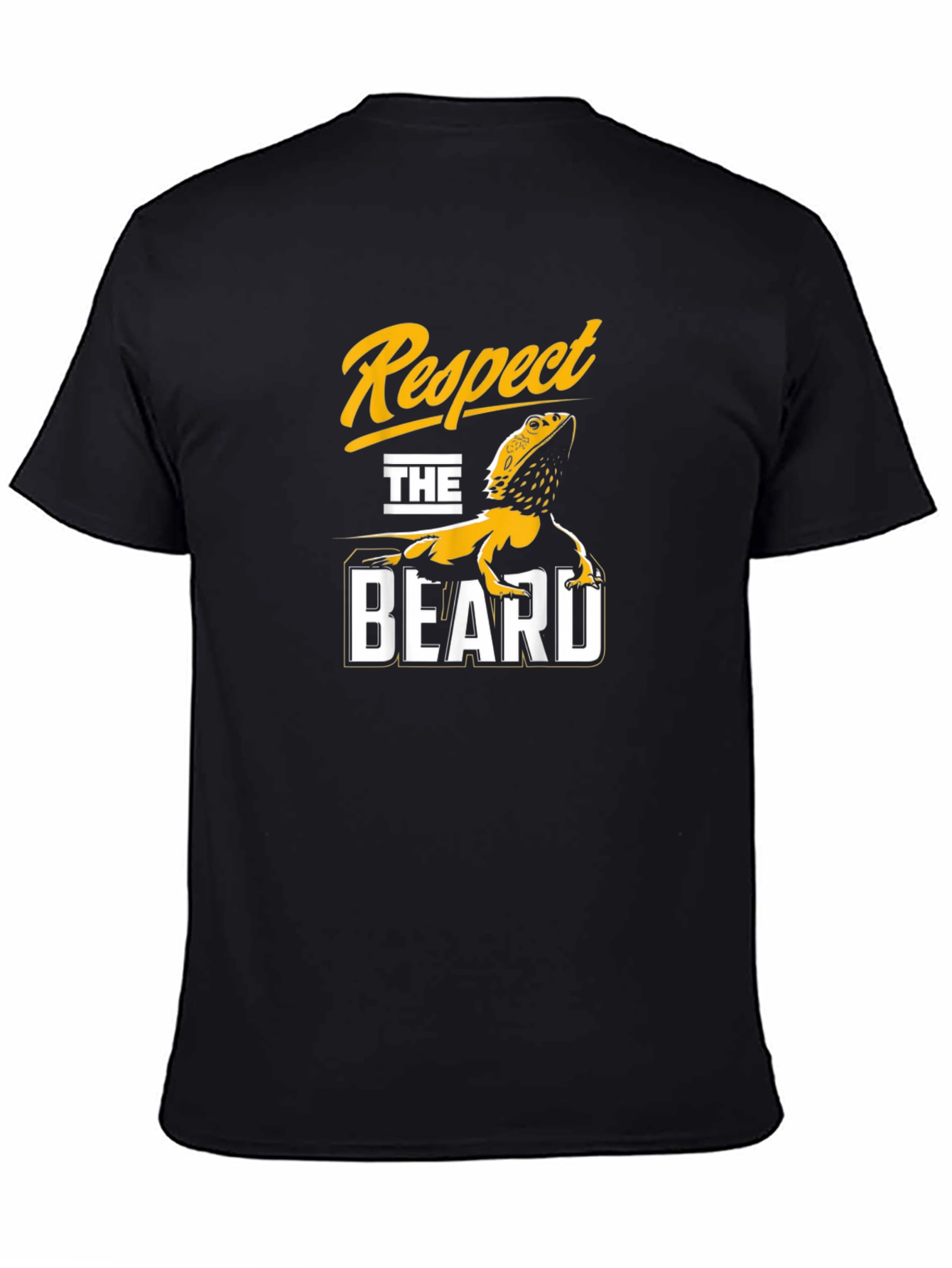 Black Respect the Beard T-Shirt - Bearded Dragon Design view 4