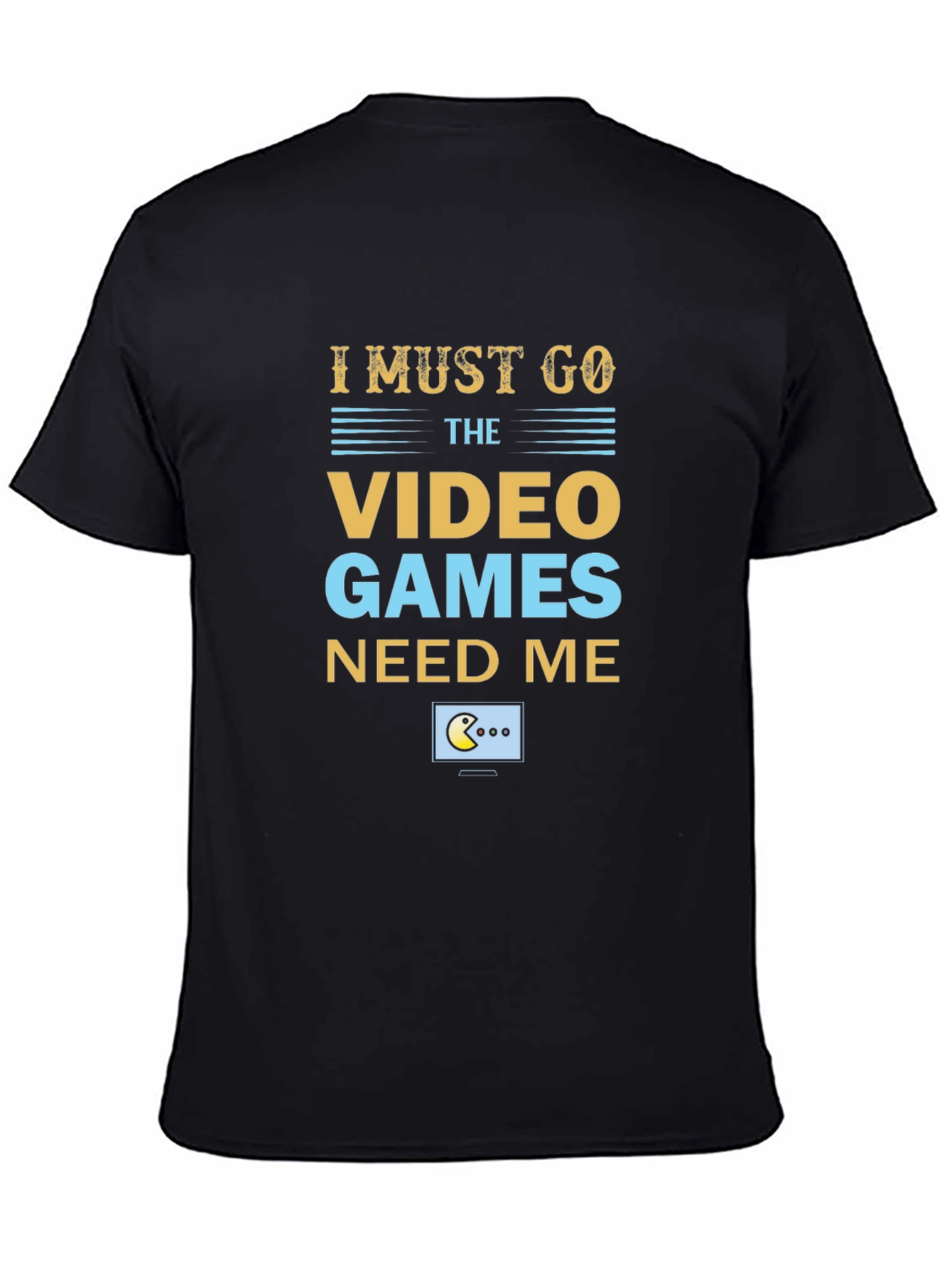 Black I Must Go Video Games Men's T-Shirt view 4