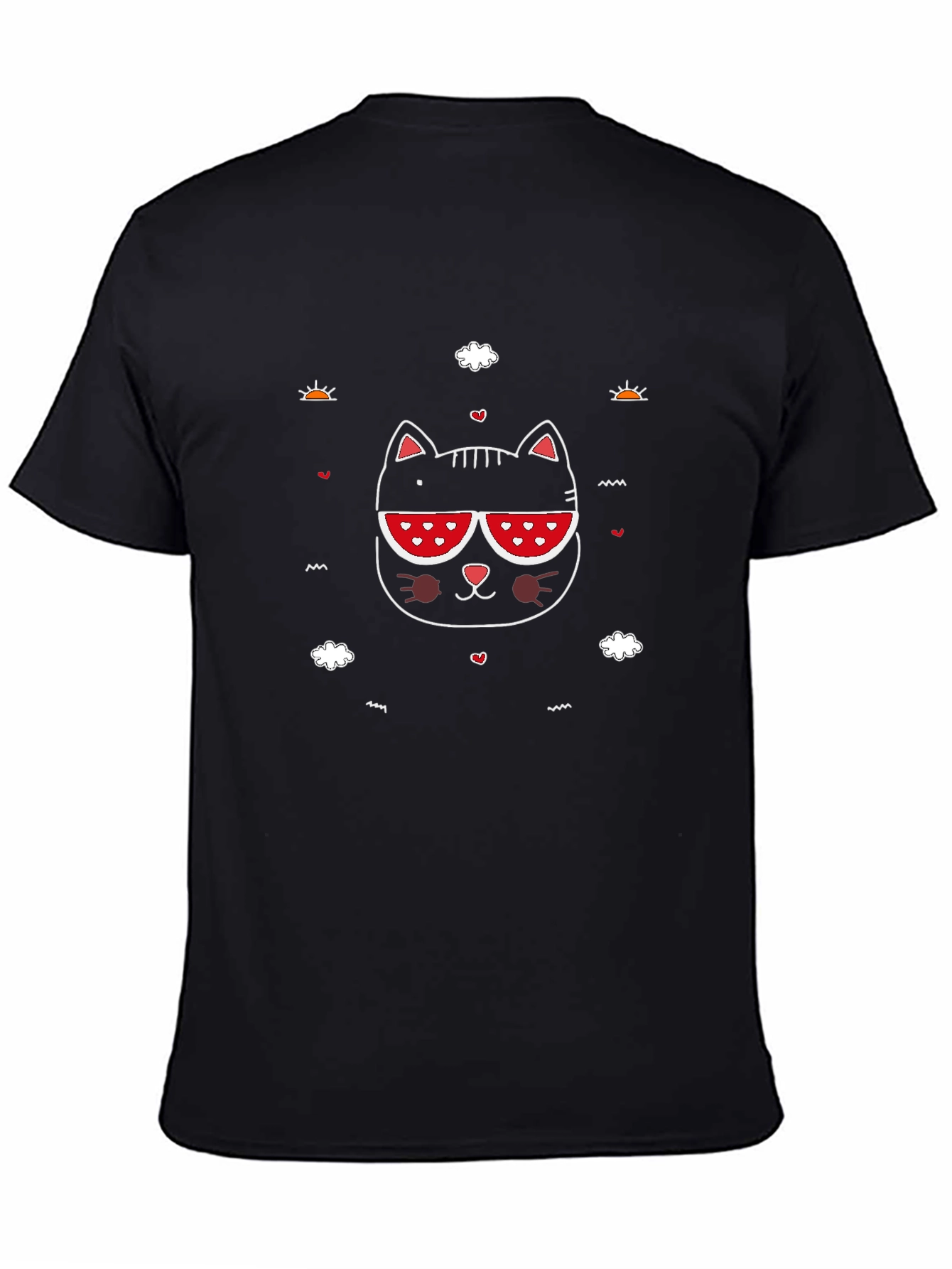 Black Cool Cat Graphic T-Shirt - Black Cotton Tee view 4