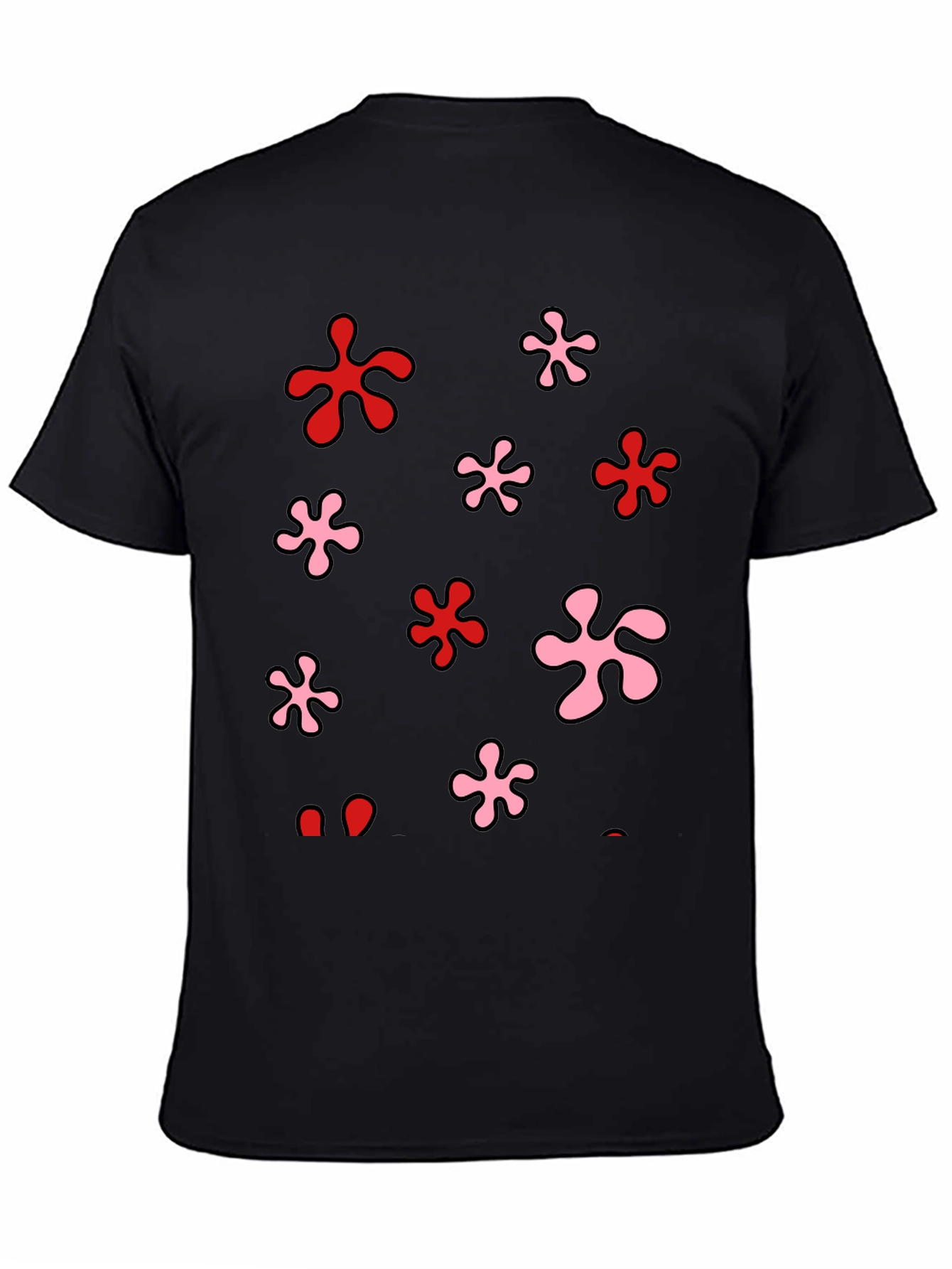 Black Funky Floral Print Black T-Shirt view 4
