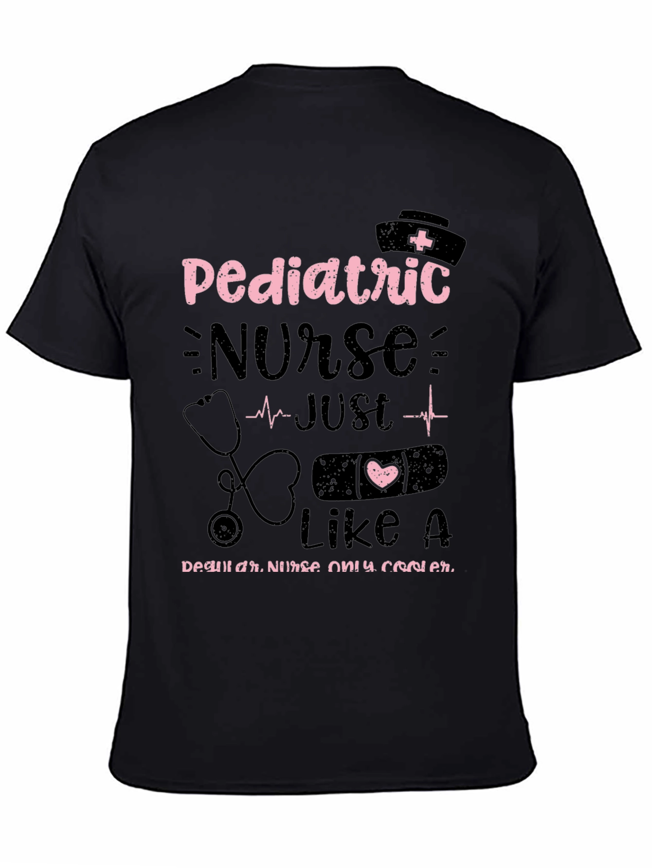 Black Pediatric Nurse T-Shirt - Cool Nurse Style view 4