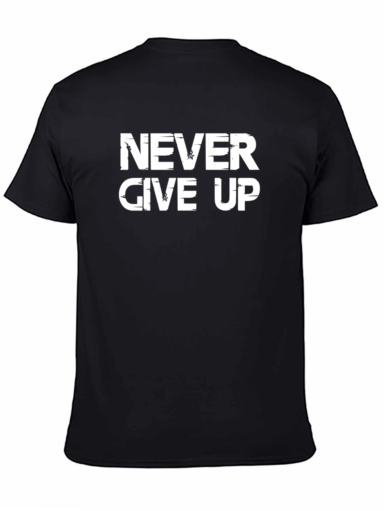 Black Never Give Up Graphic Tee - Motivational Black T-Shirt view 4