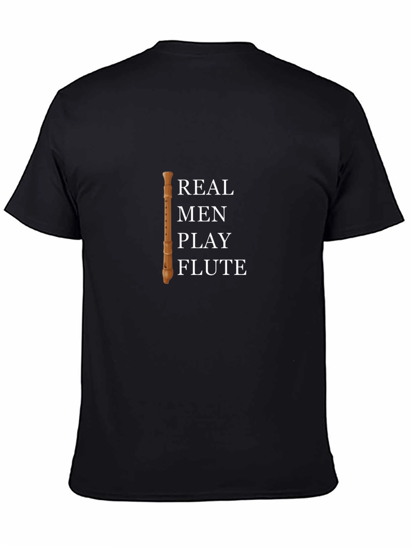 Black Real Men Play Flute Graphic T-Shirt view 4