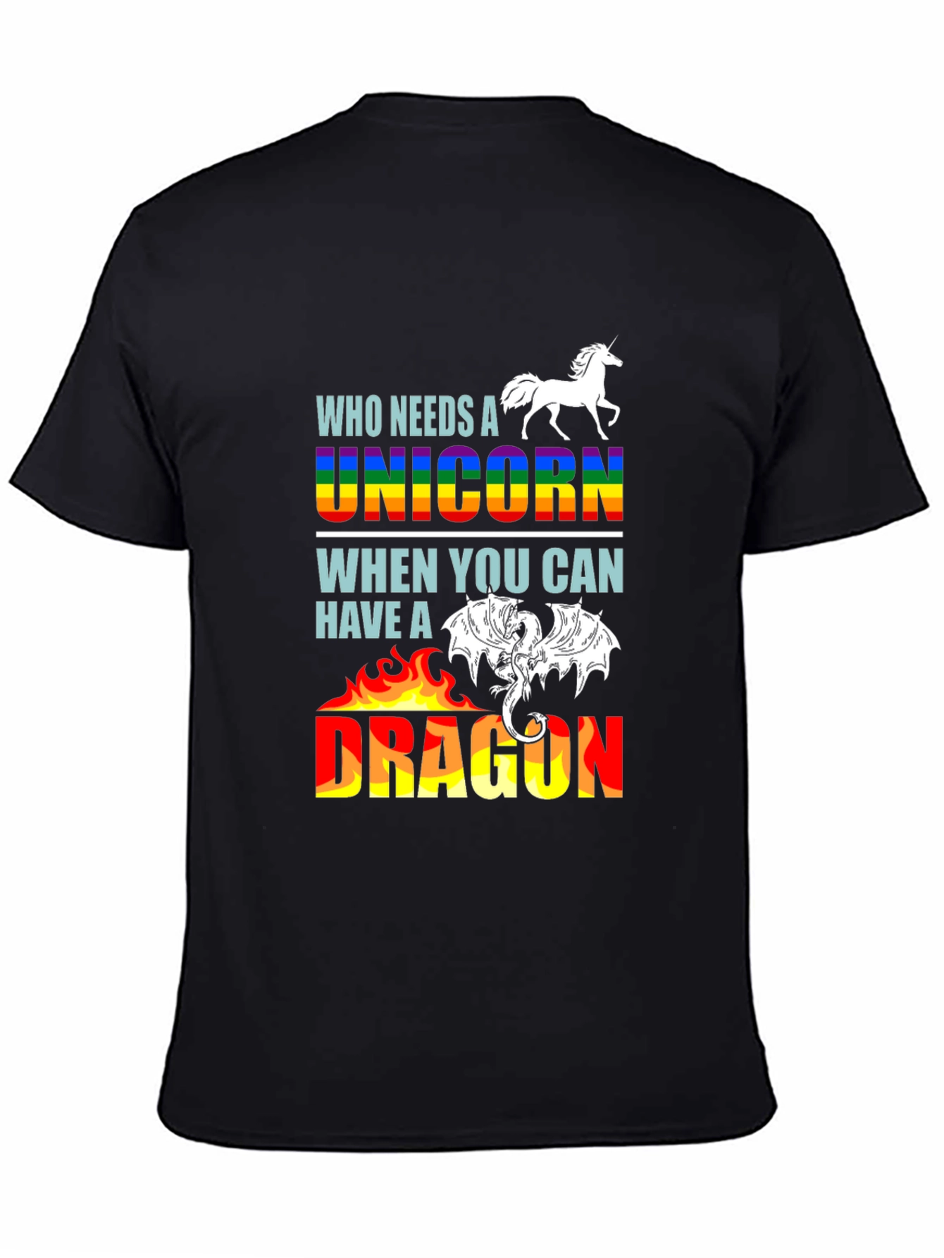 Black Unicorn or Dragon Graphic T-Shirt view 4