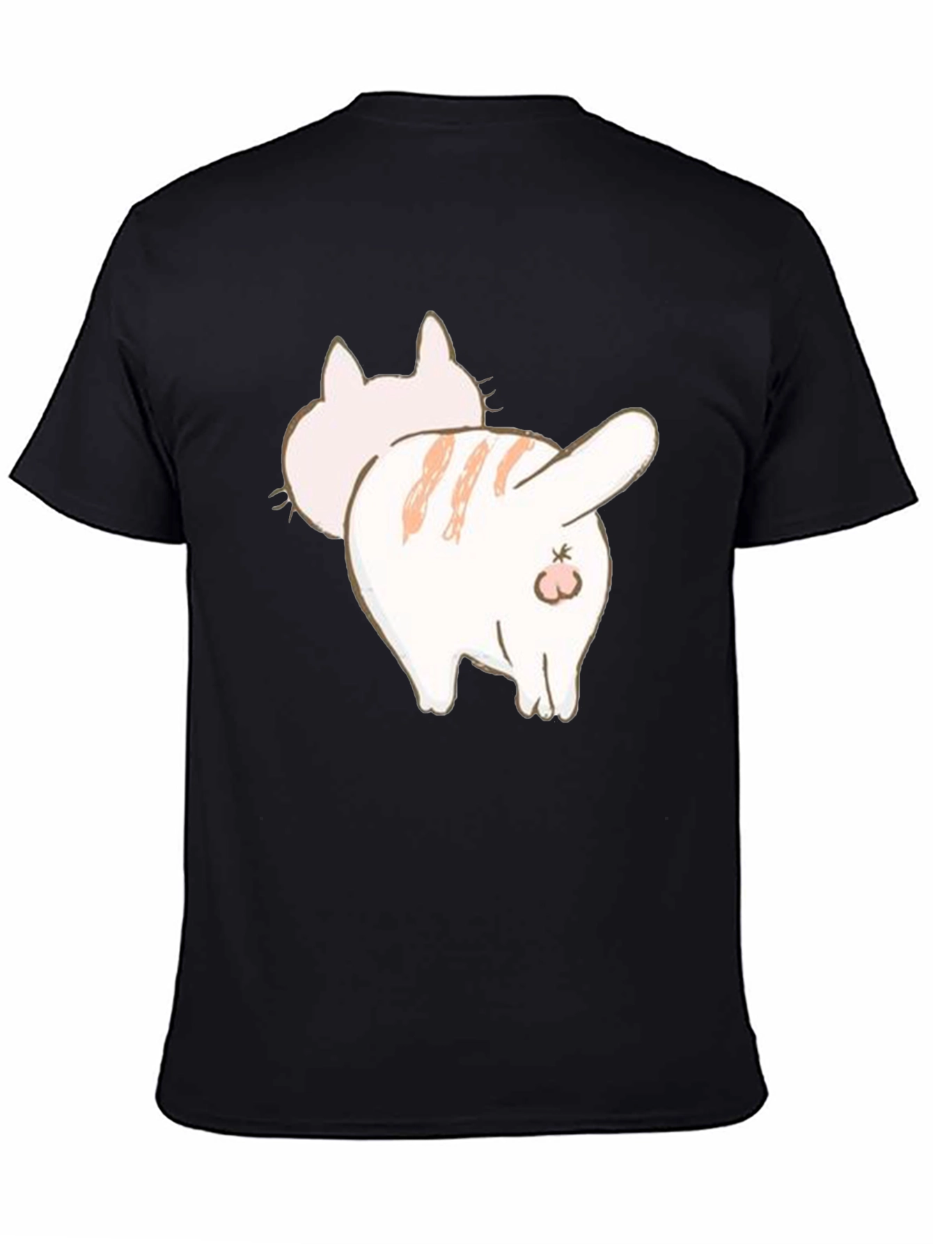 Black Funny Cat Butt Graphic Tee - Unisex Black T-Shirt view 4