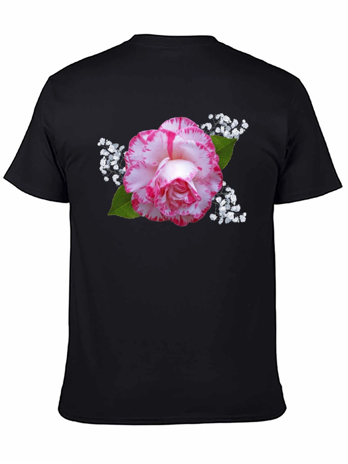 Black Floral Print Black T-Shirt - Stylish & Unique view 4