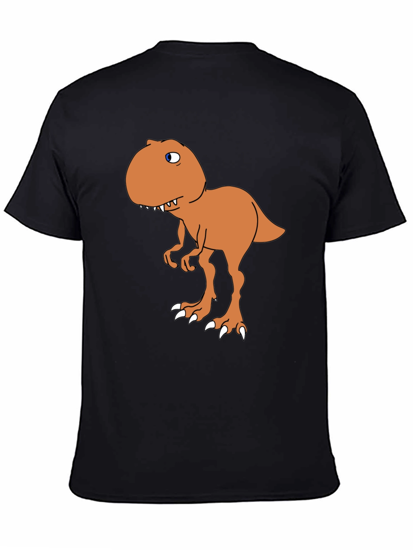Black Cartoon Dinosaur Graphic Tee - Black view 4