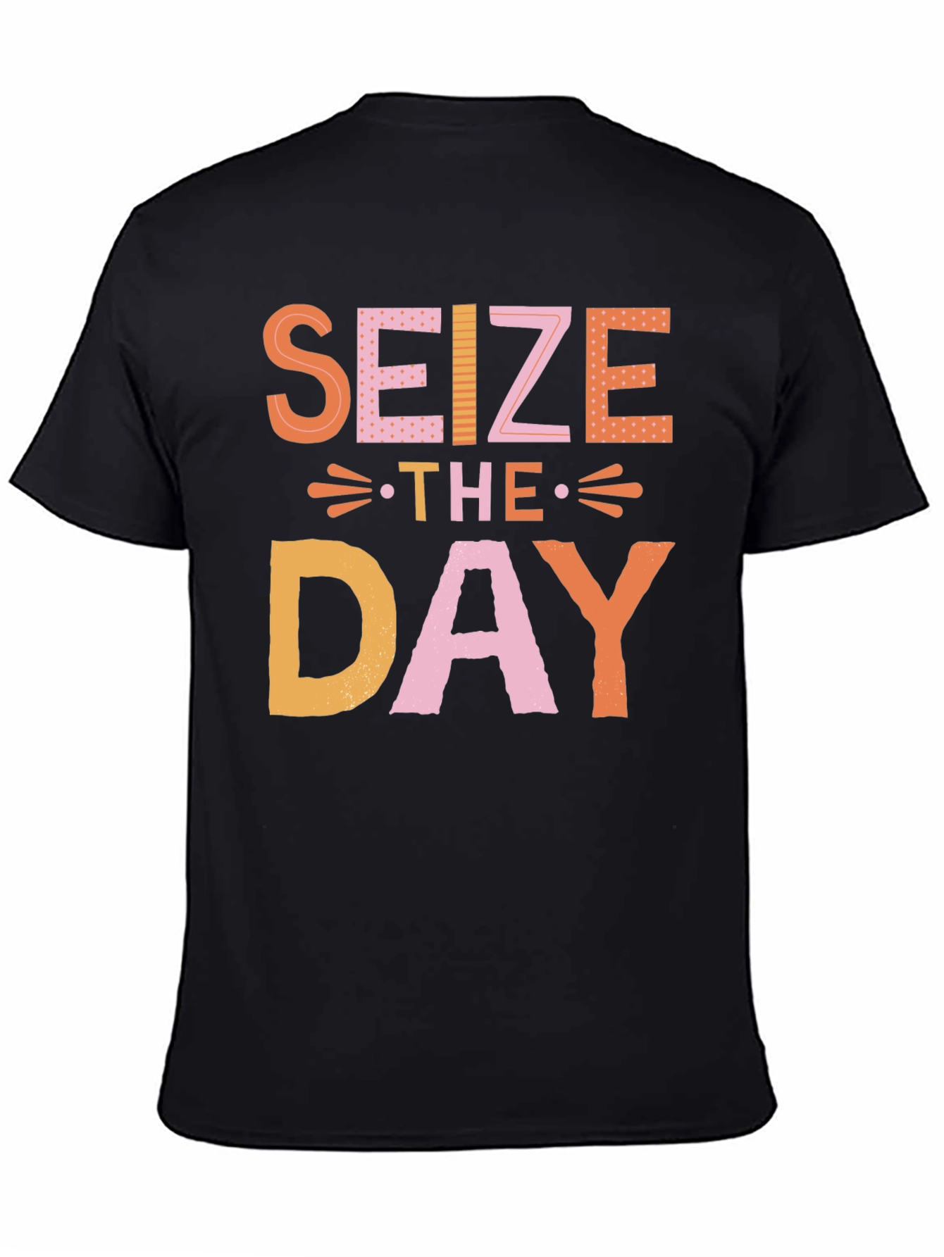 Black Seize the Day Graphic Tee - Trendy Black T-Shirt view 4