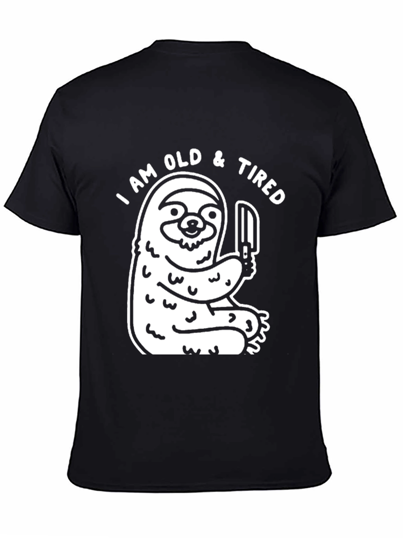 Black I am Old & Tired Sloth Graphic T-Shirt view 4