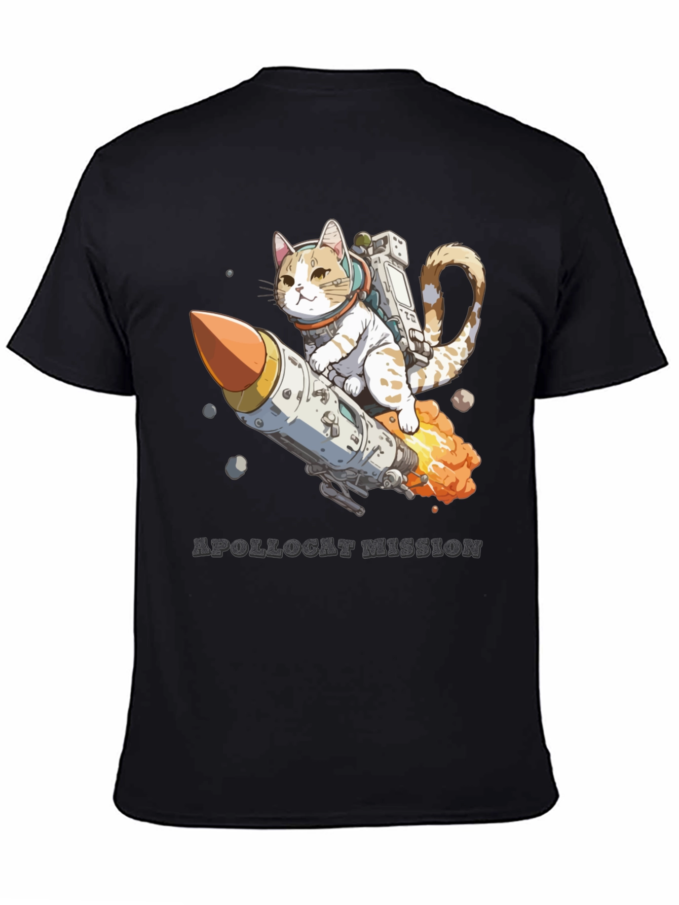 Black ApolloCat Mission Black T-Shirt view 4