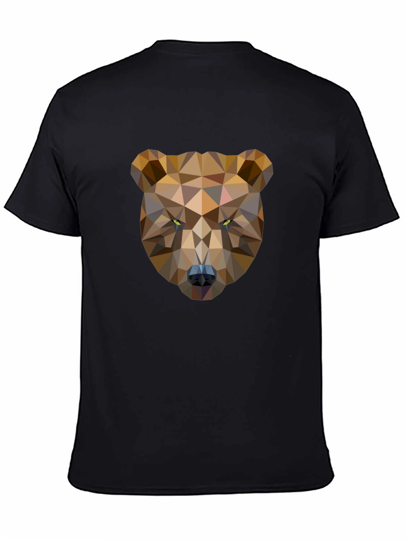 Black Geometric Bear Graphic Tee - Black Cotton T-Shirt view 4