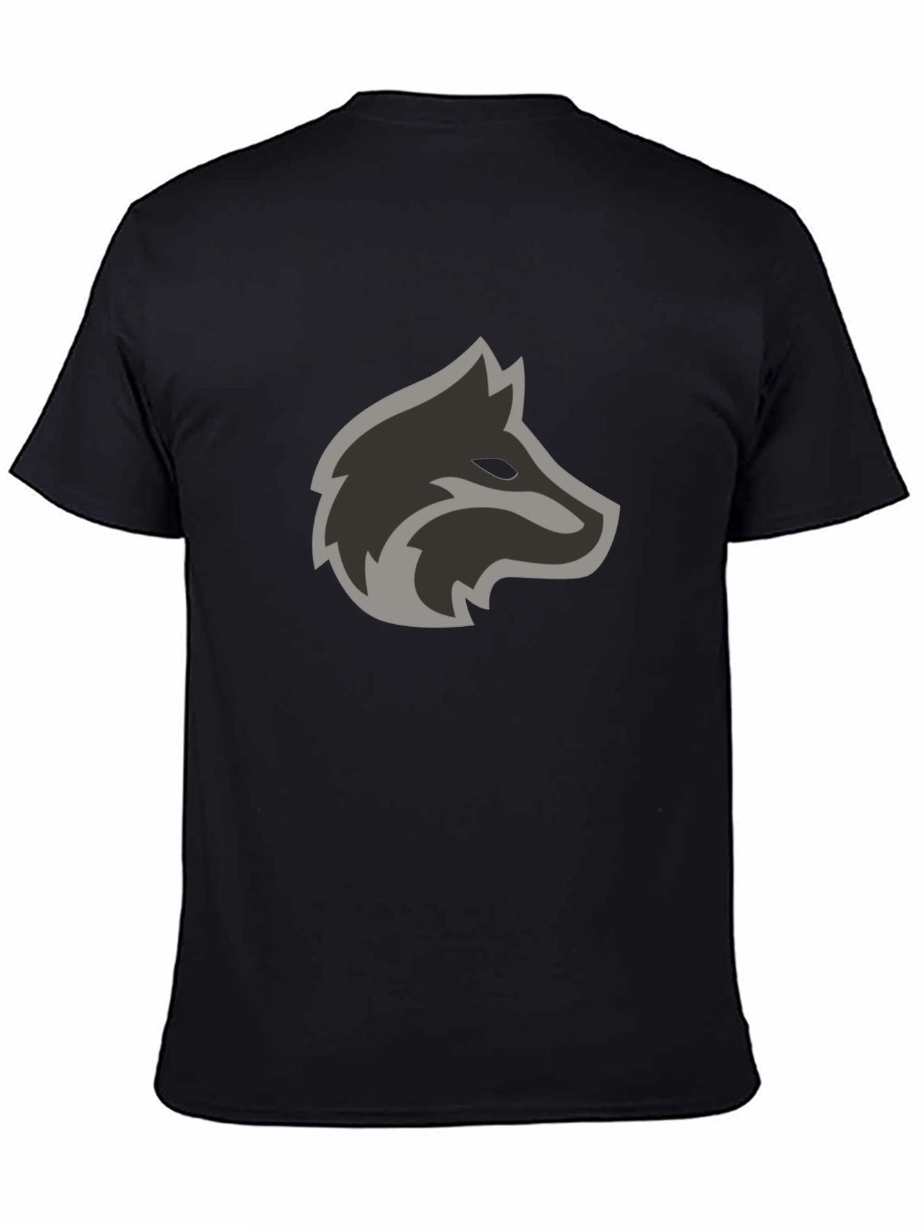 Black Stylish Black T-Shirt with Wolf Head Design view 4