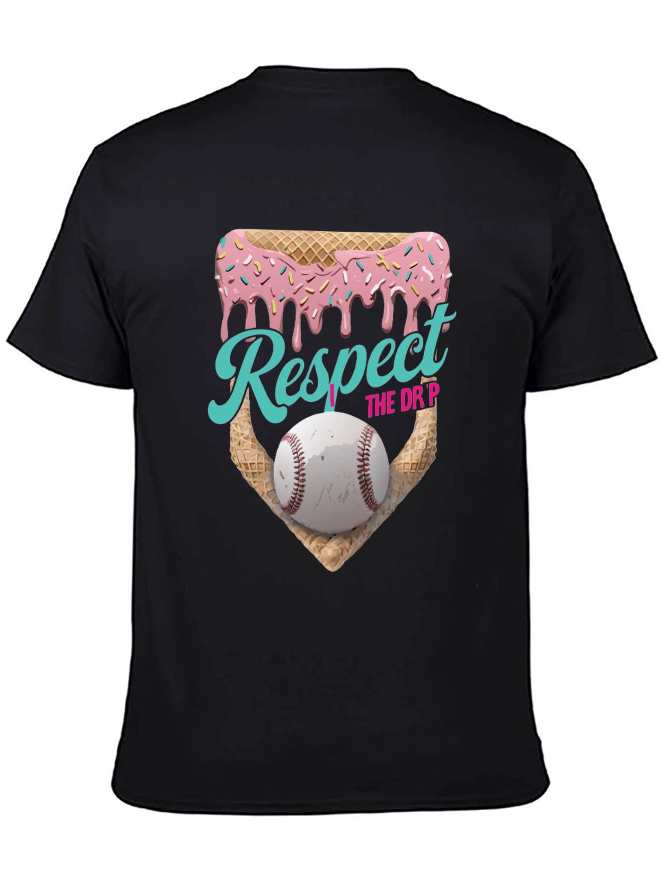 Black Respect the Drip Baseball T-Shirt view 4