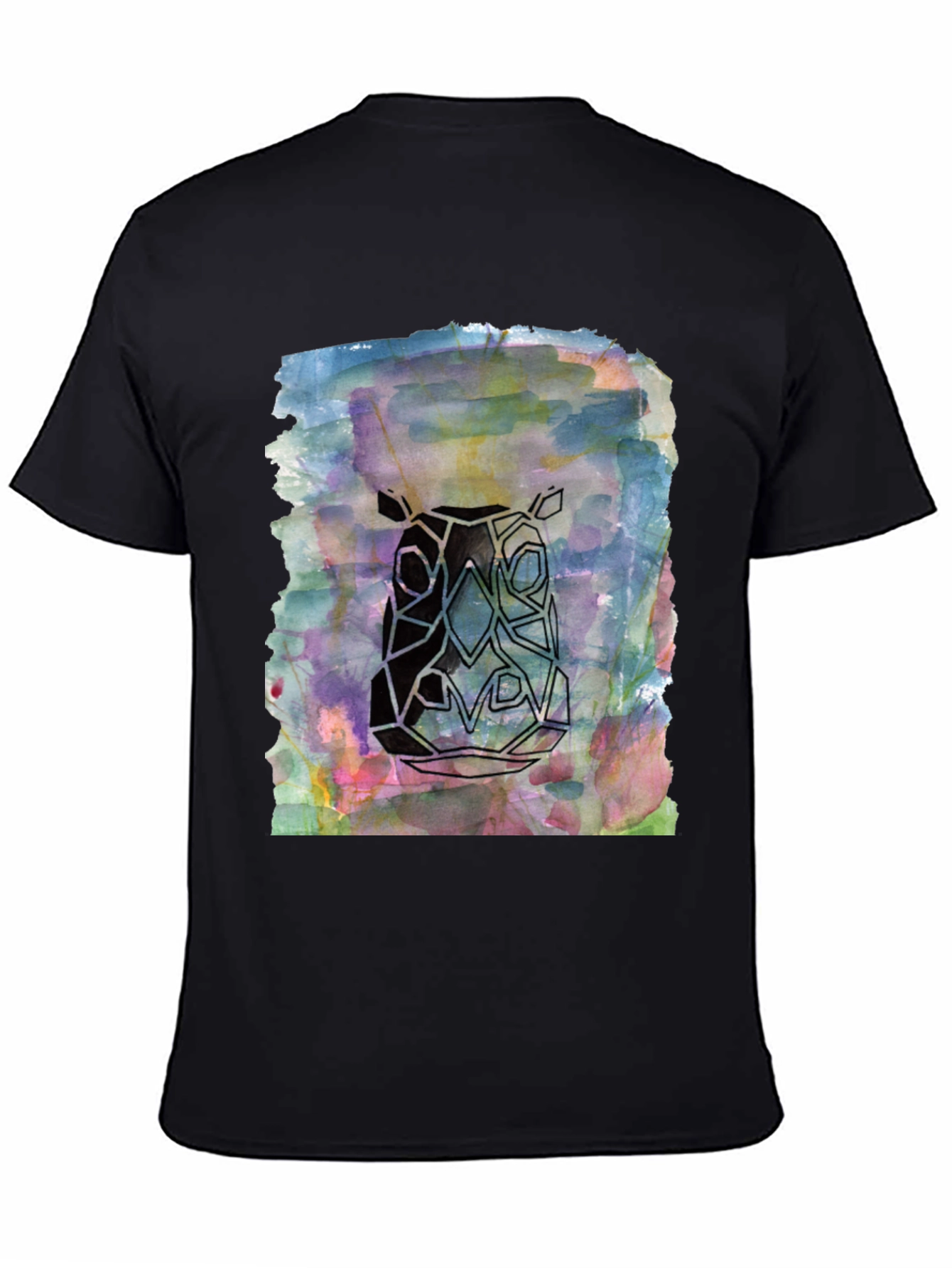 Black Abstract Rhino Graphic Tee - Men's Black T-Shirt view 4