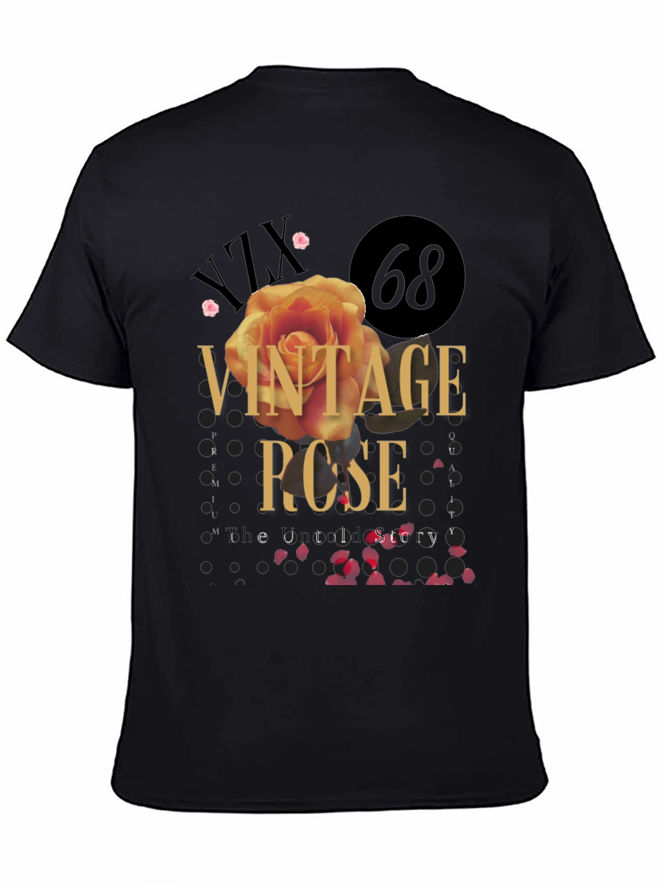 Black Vintage Rose Graphic Tee - Stylish Unisex T-Shirt view 4