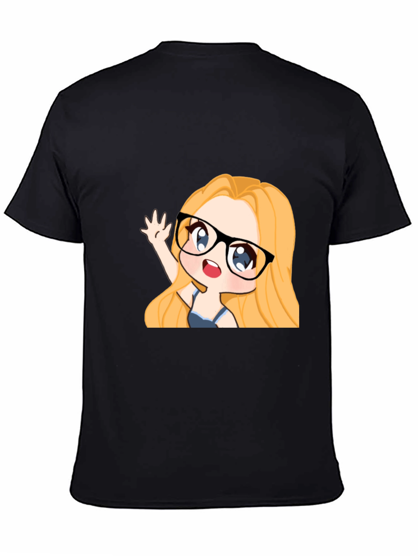 Black Anime Girl Graphic Tee - Black Cotton Casual T-Shirt view 4