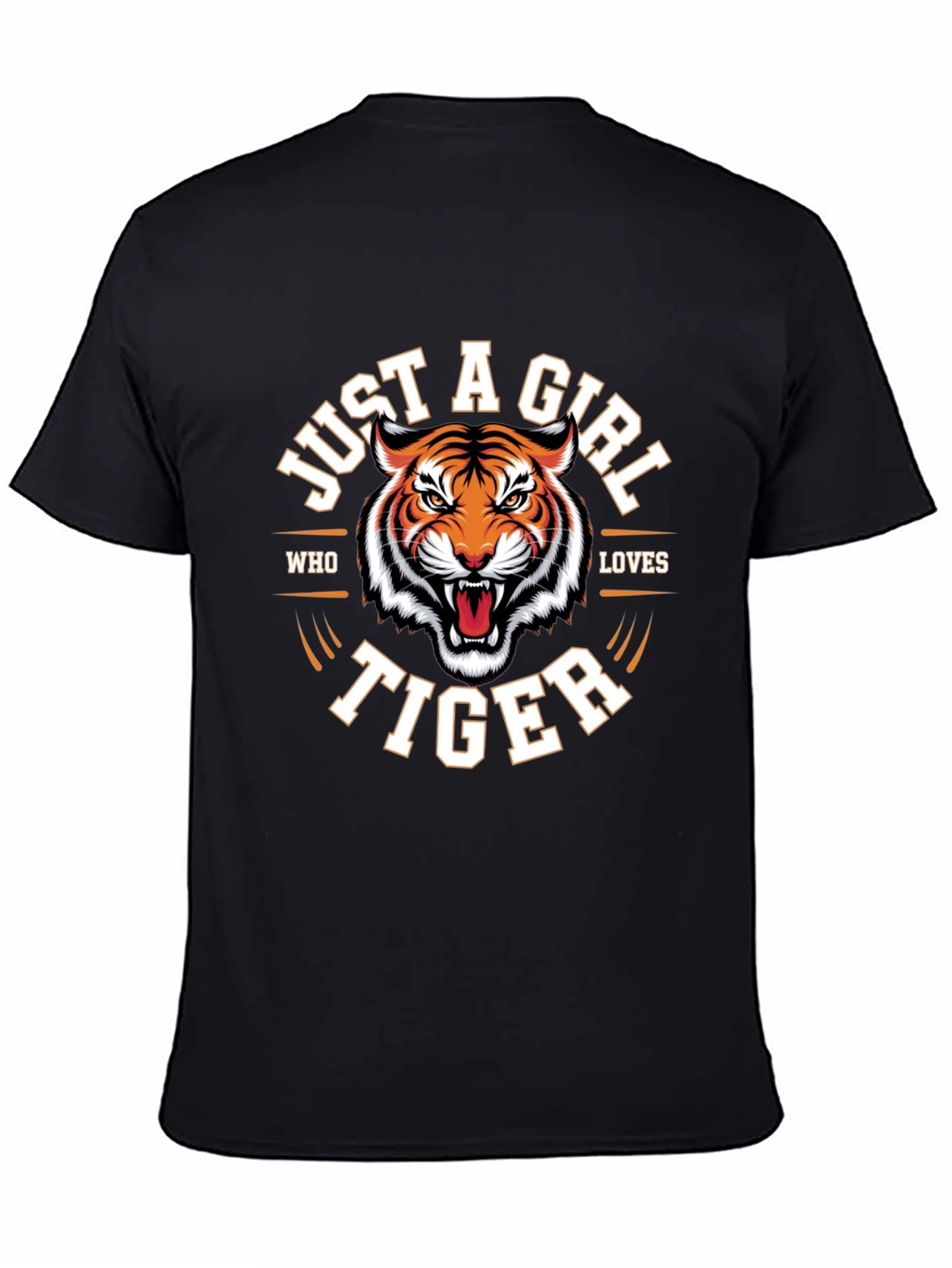 Black Just A Girl Who Loves Tigers T-Shirt - Black view 4