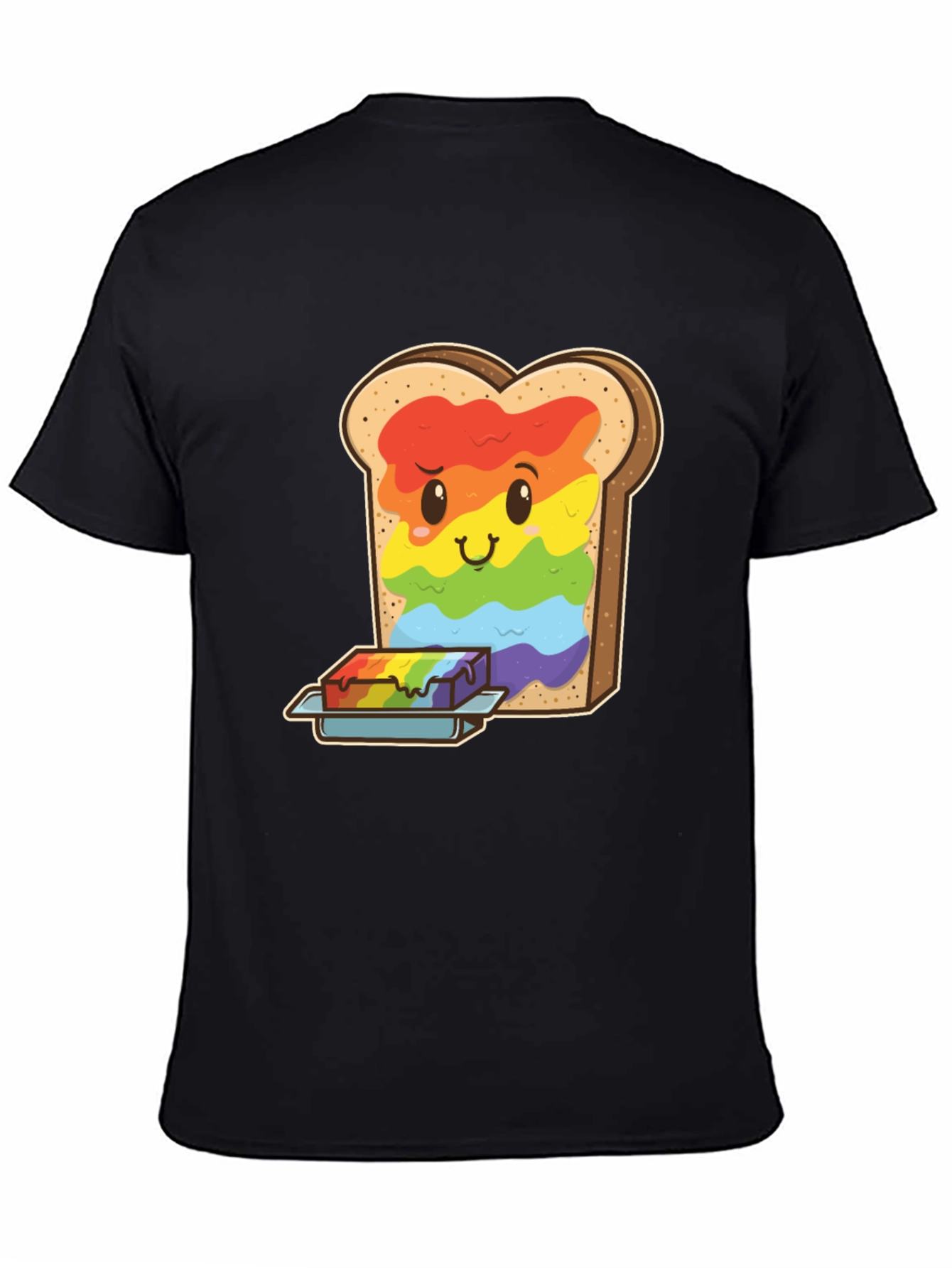 Black Rainbow Toast Graphic Tee - Unique Novelty Shirt view 4