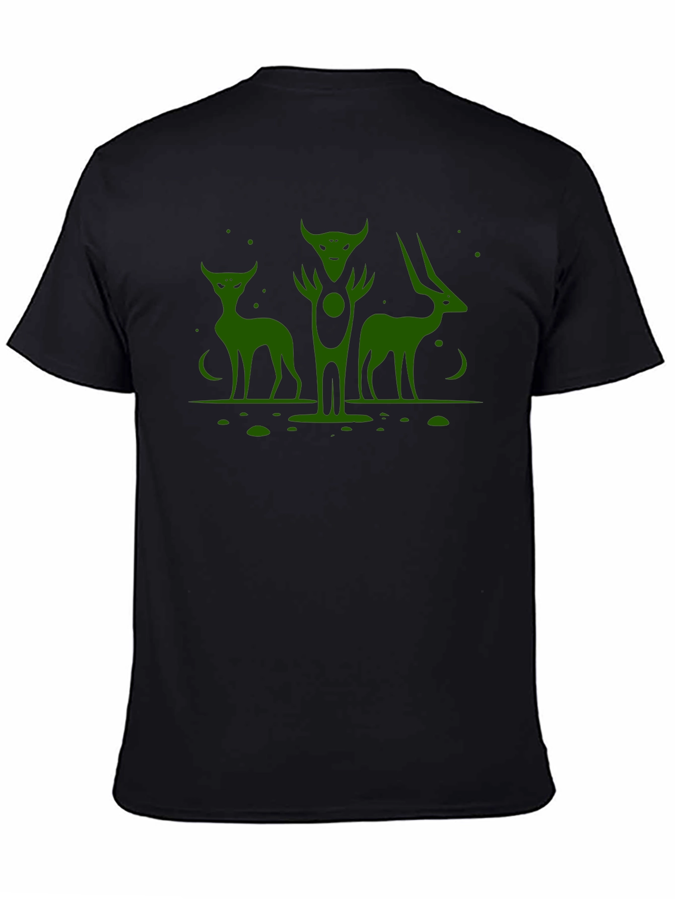 Black Men's Graphic Tee - Alien Creature Design - Black Cotton view 4