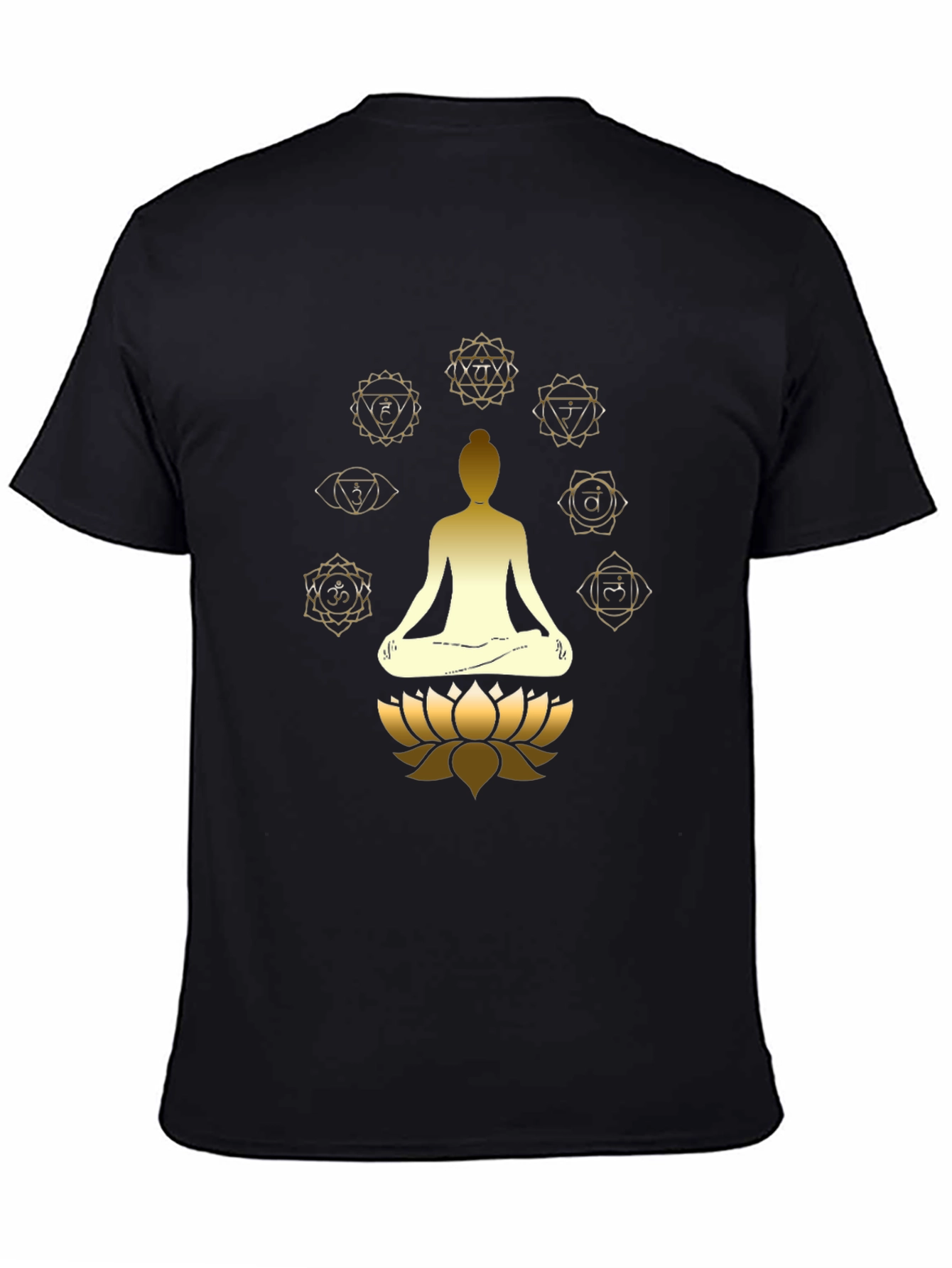 Black Men's Black Chakra Meditation Graphic T-Shirt view 4