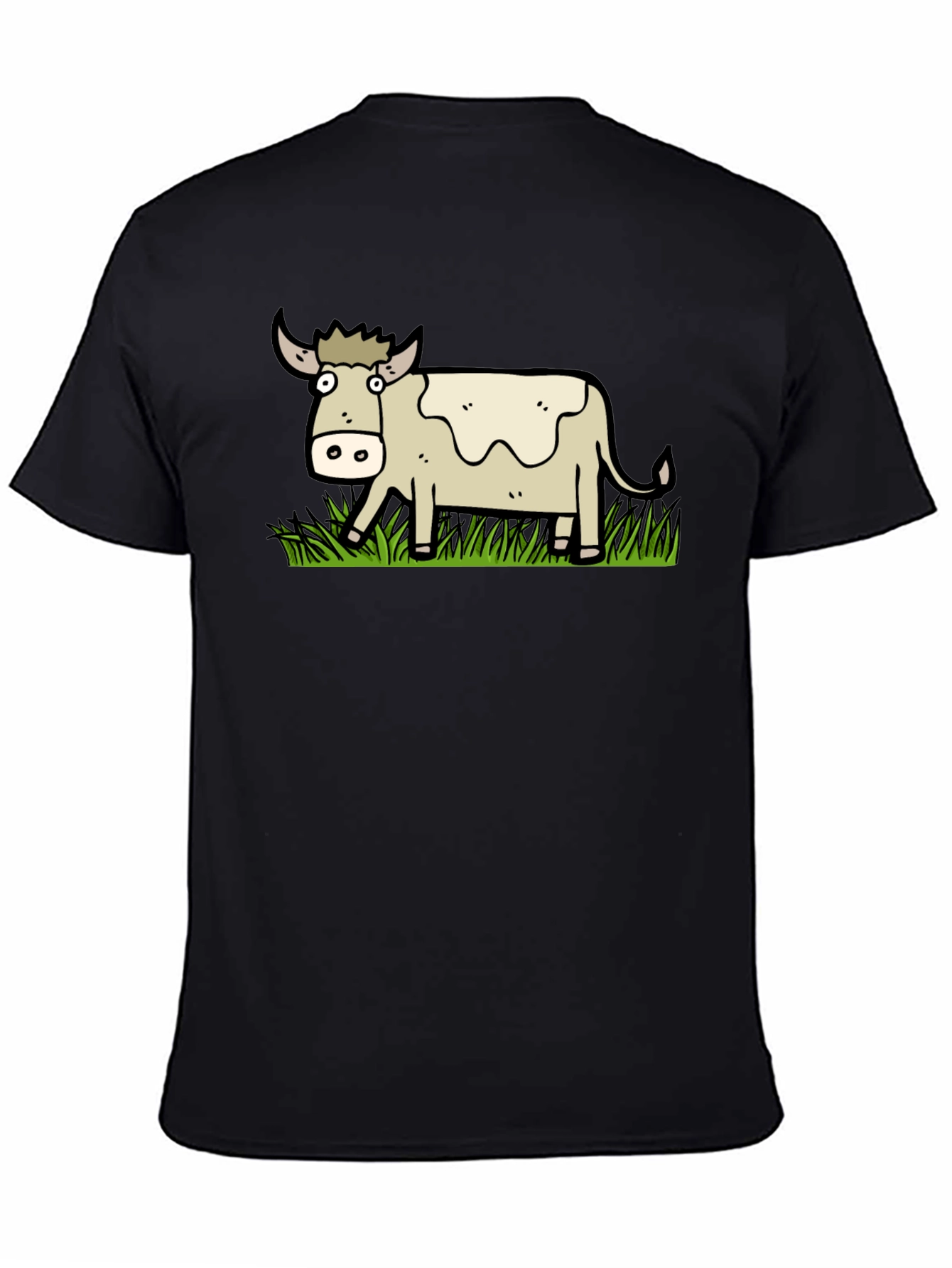 Black Cartoon Cow Graphic T-Shirt - Unisex view 4