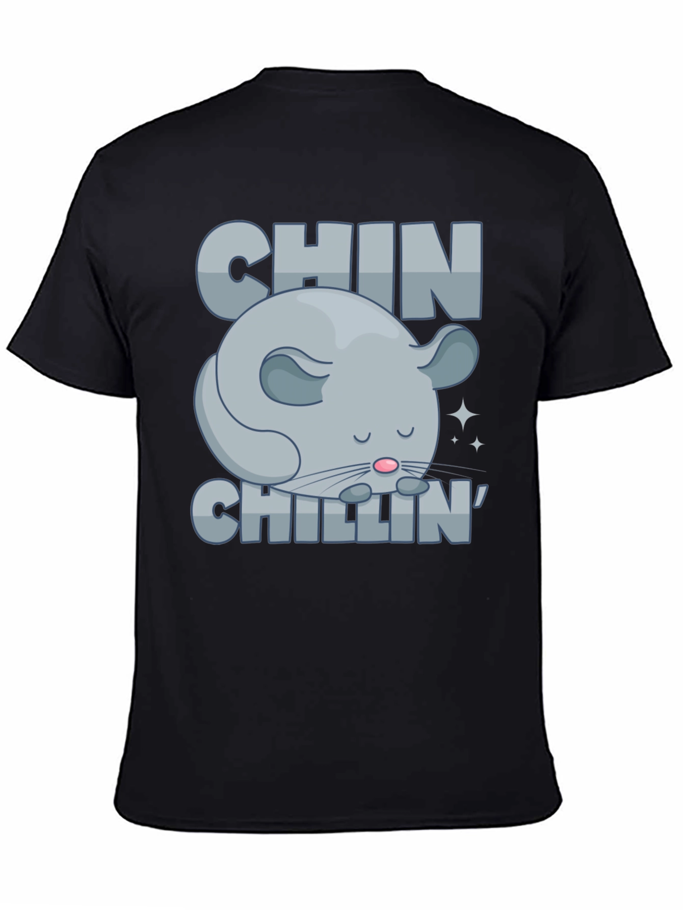 Black Chin Chillin' T-Shirt, Funny Chinchilla Graphic Tee view 4