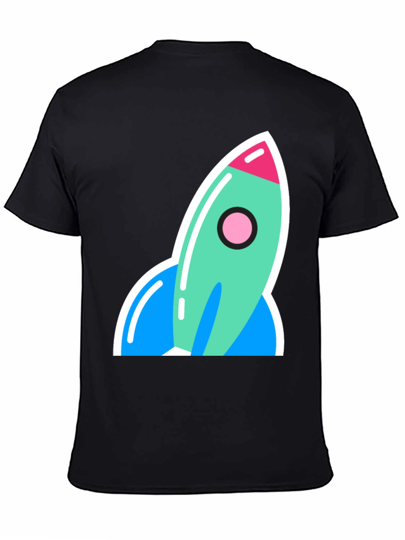 Black Retro Rocket Graphic Tee - Blast Off in Style! view 4