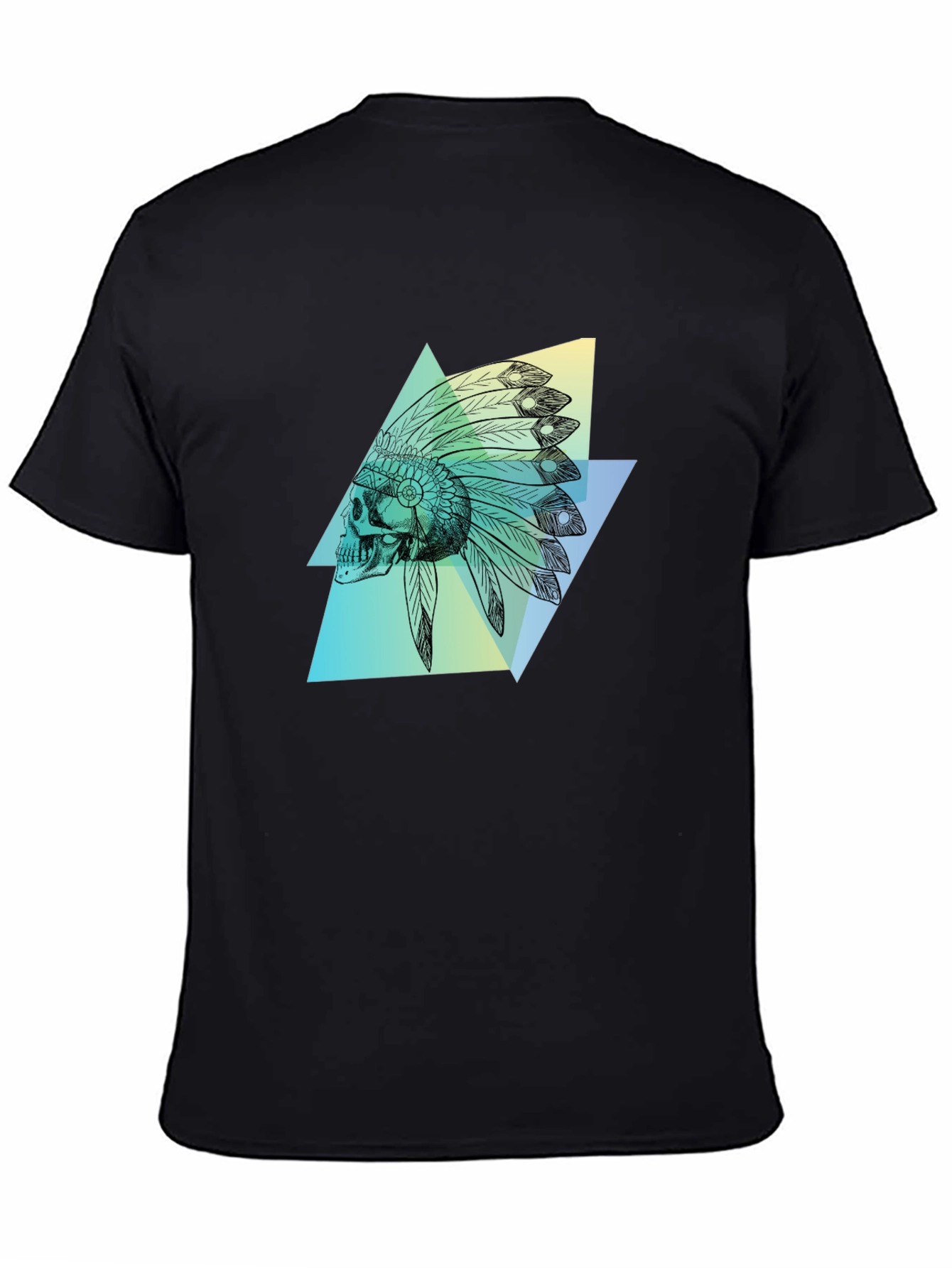 Black Skull Headdress Graphic Tee - Black view 4