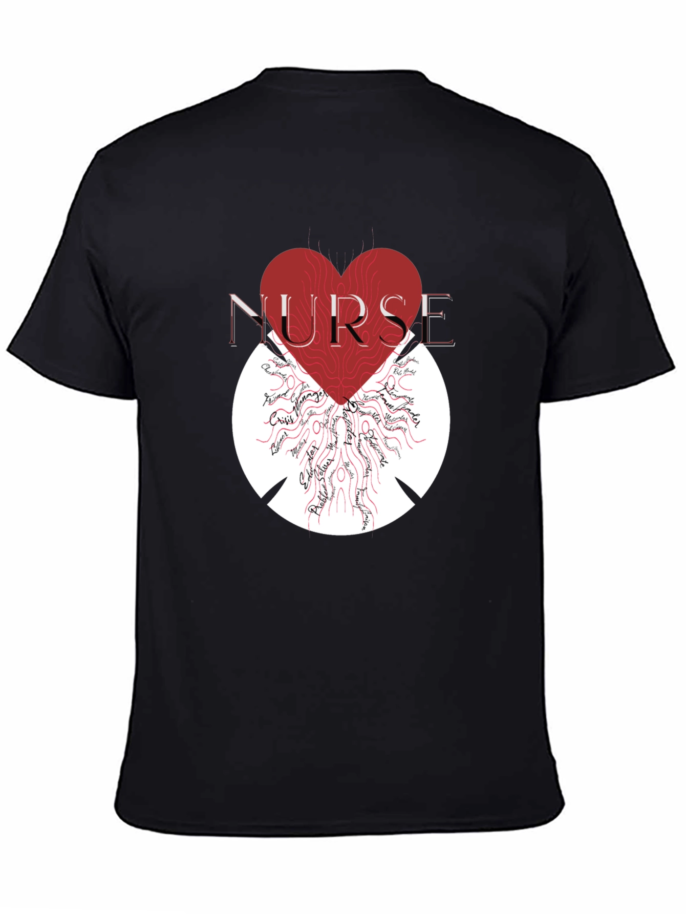 Black Nurse Heart Graphic T-Shirt - Unisex view 4