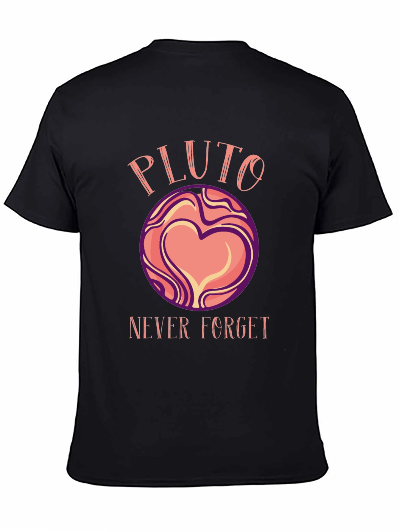 Black Pluto Never Forget Graphic T-Shirt view 4