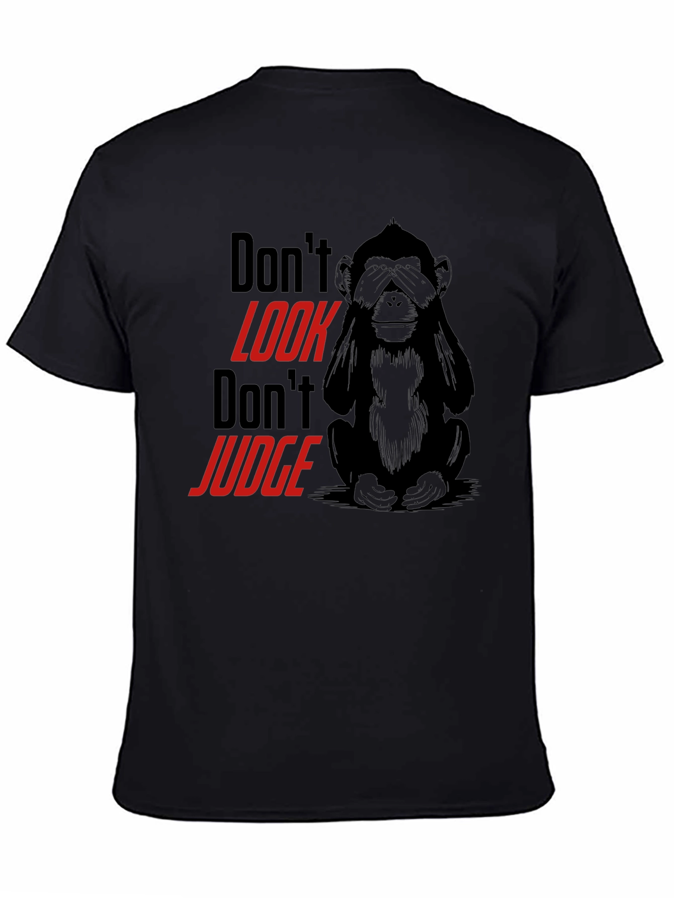 Black Don't Look Monkey Graphic Tee - Black view 4