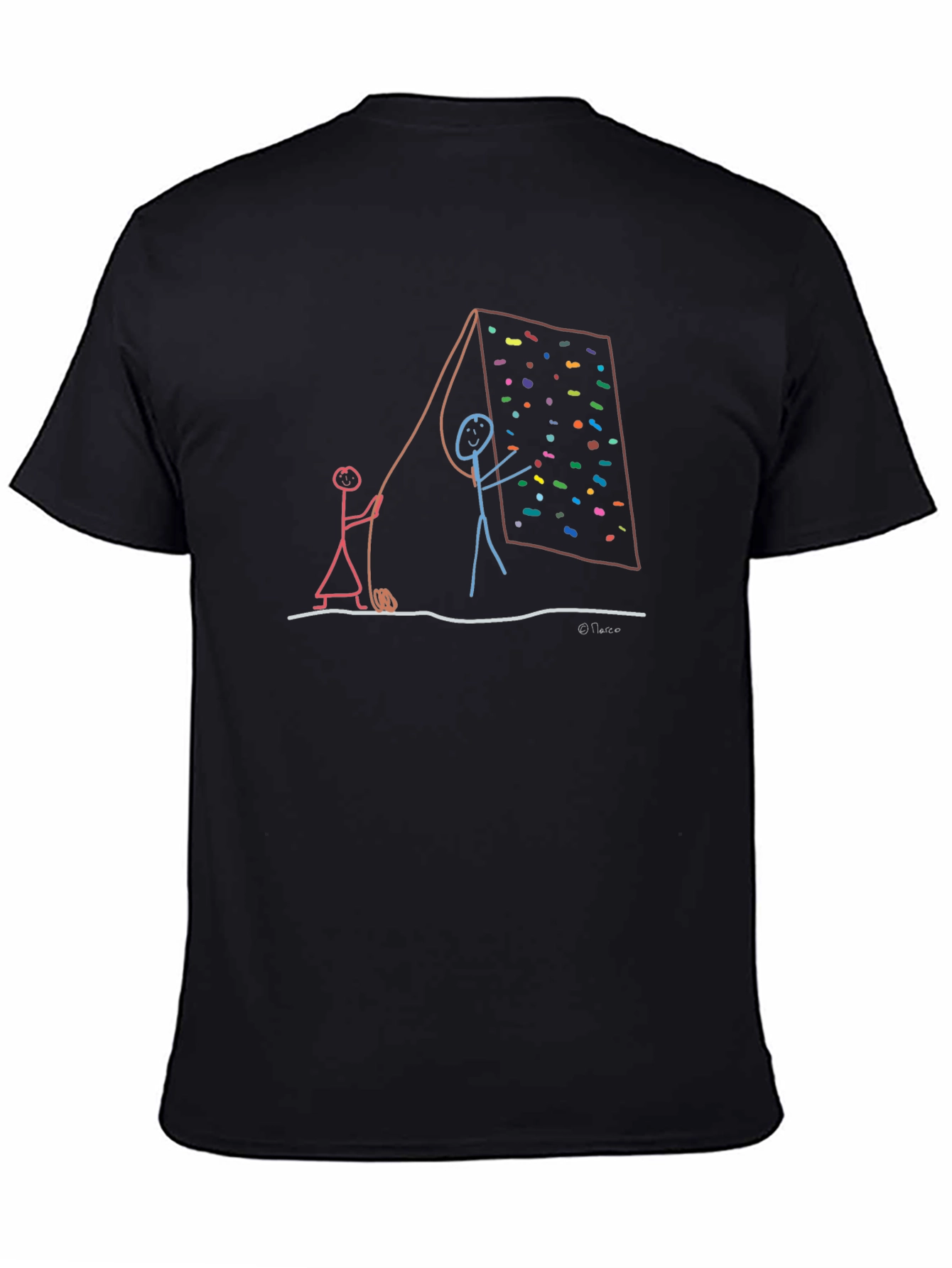 Black Climbing Stick Figure Graphic Tee view 4