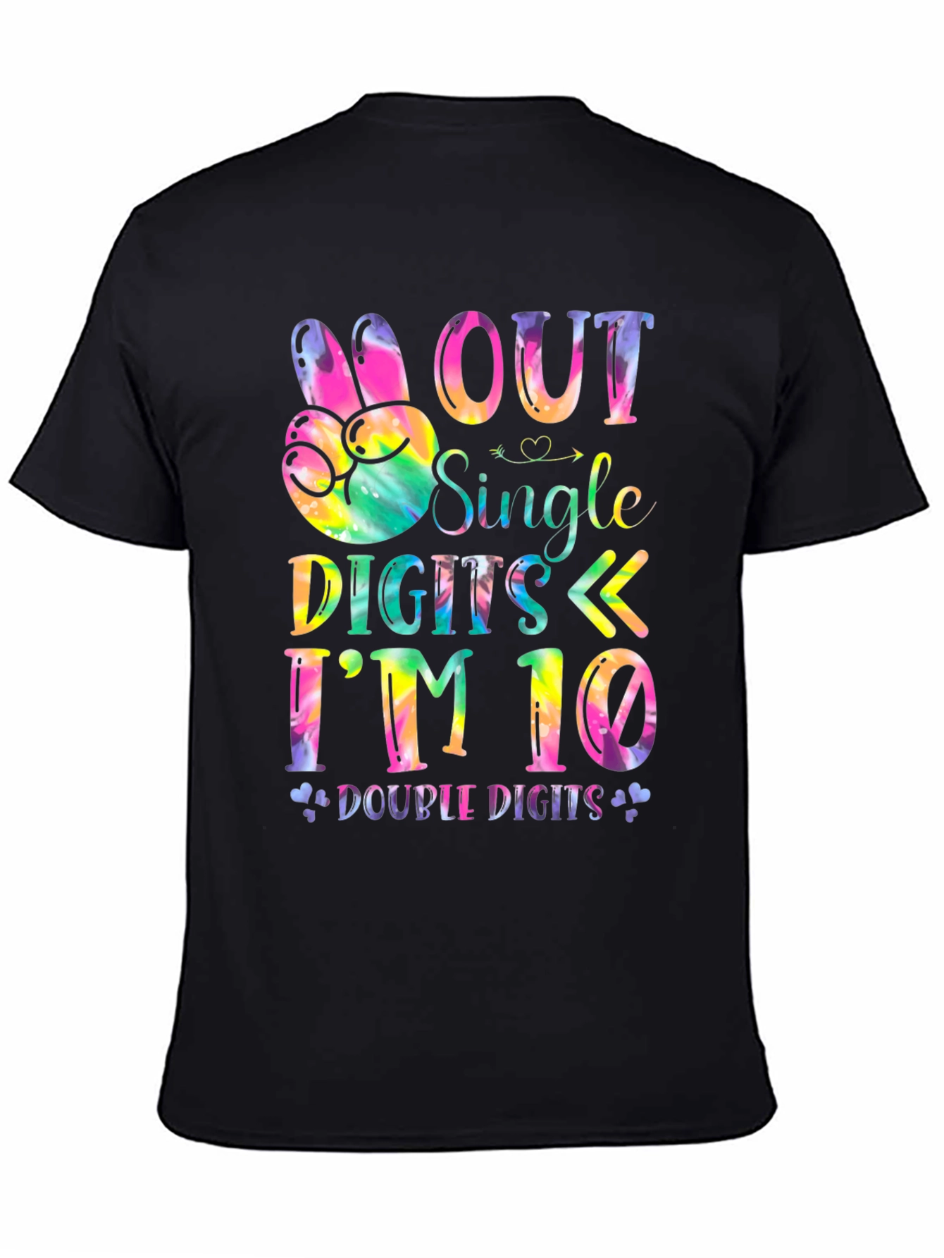 Black Peace Out Single Digits I'm 10 - Tie Dye Birthday Tee view 4
