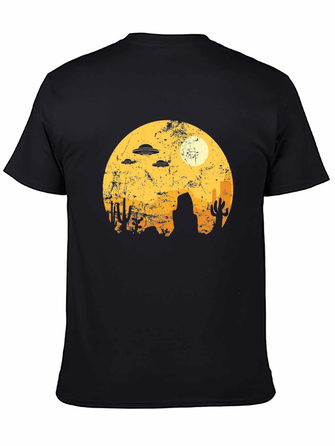 Black Retro Desert Alien UFO Graphic Tee - Black view 4