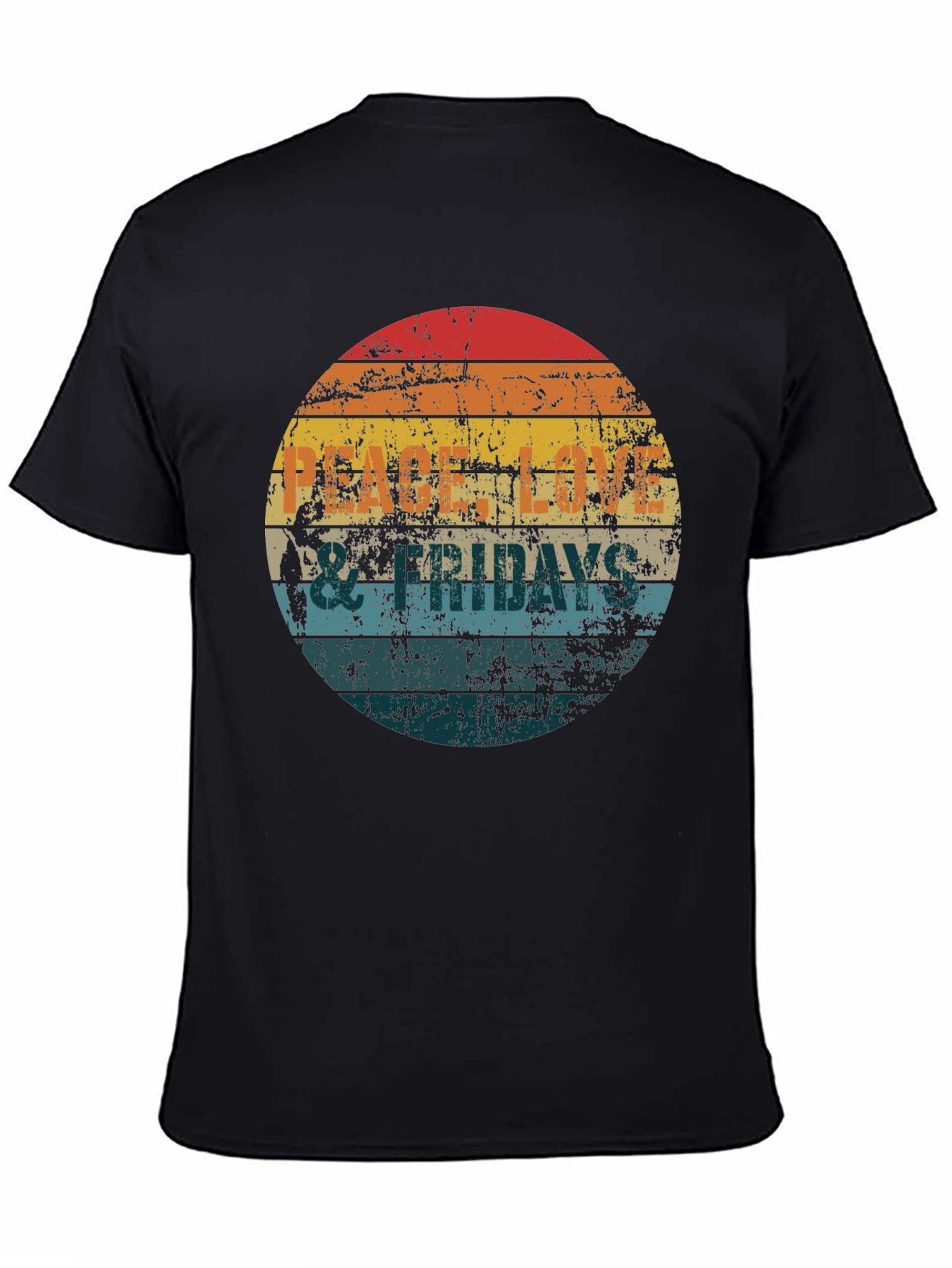 Black Peace Love & Fridays T-Shirt - Retro Vibe view 4