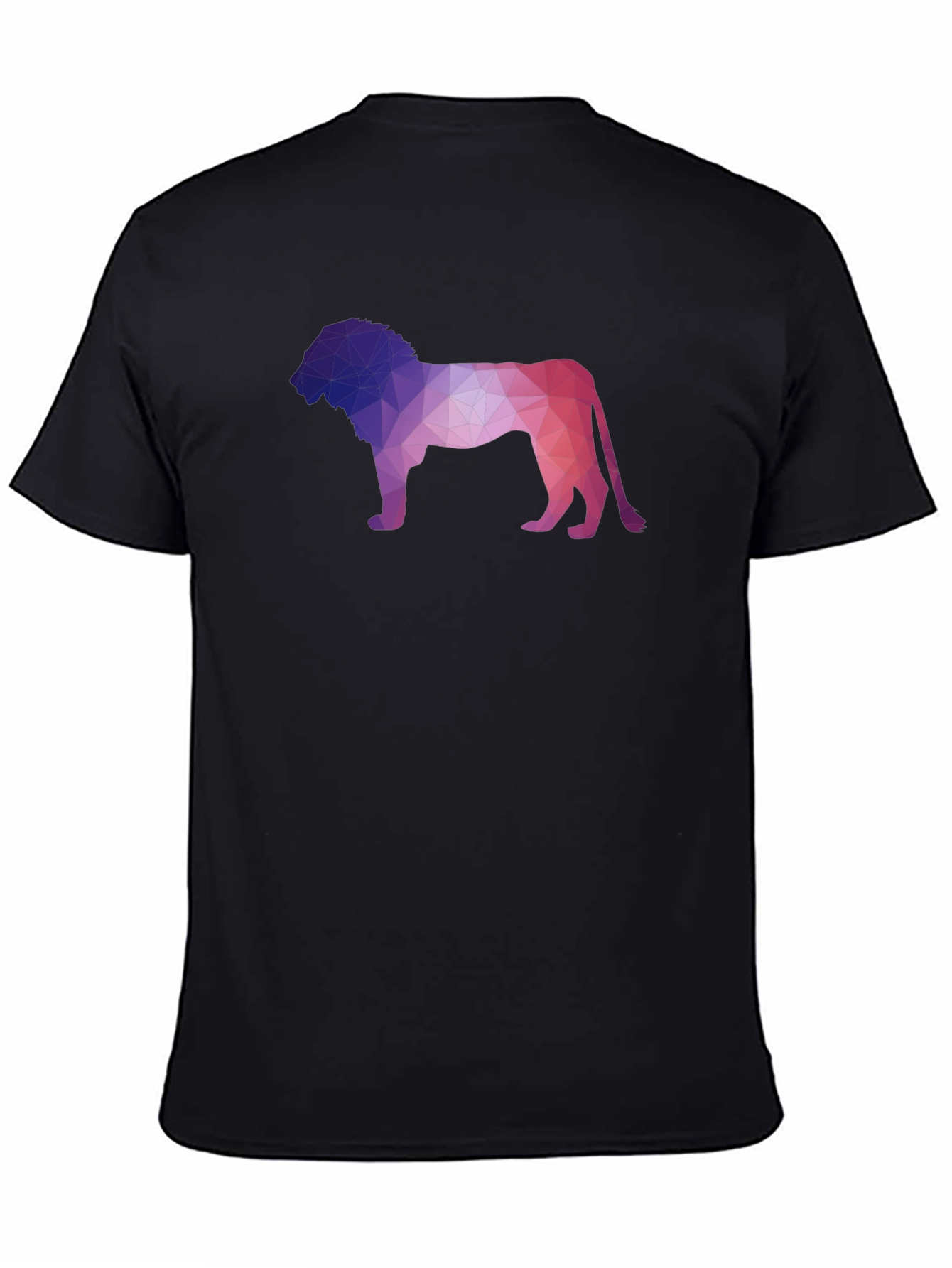 Black Geometric Lion Graphic Tee - Modern Crew Neck T-Shirt view 4