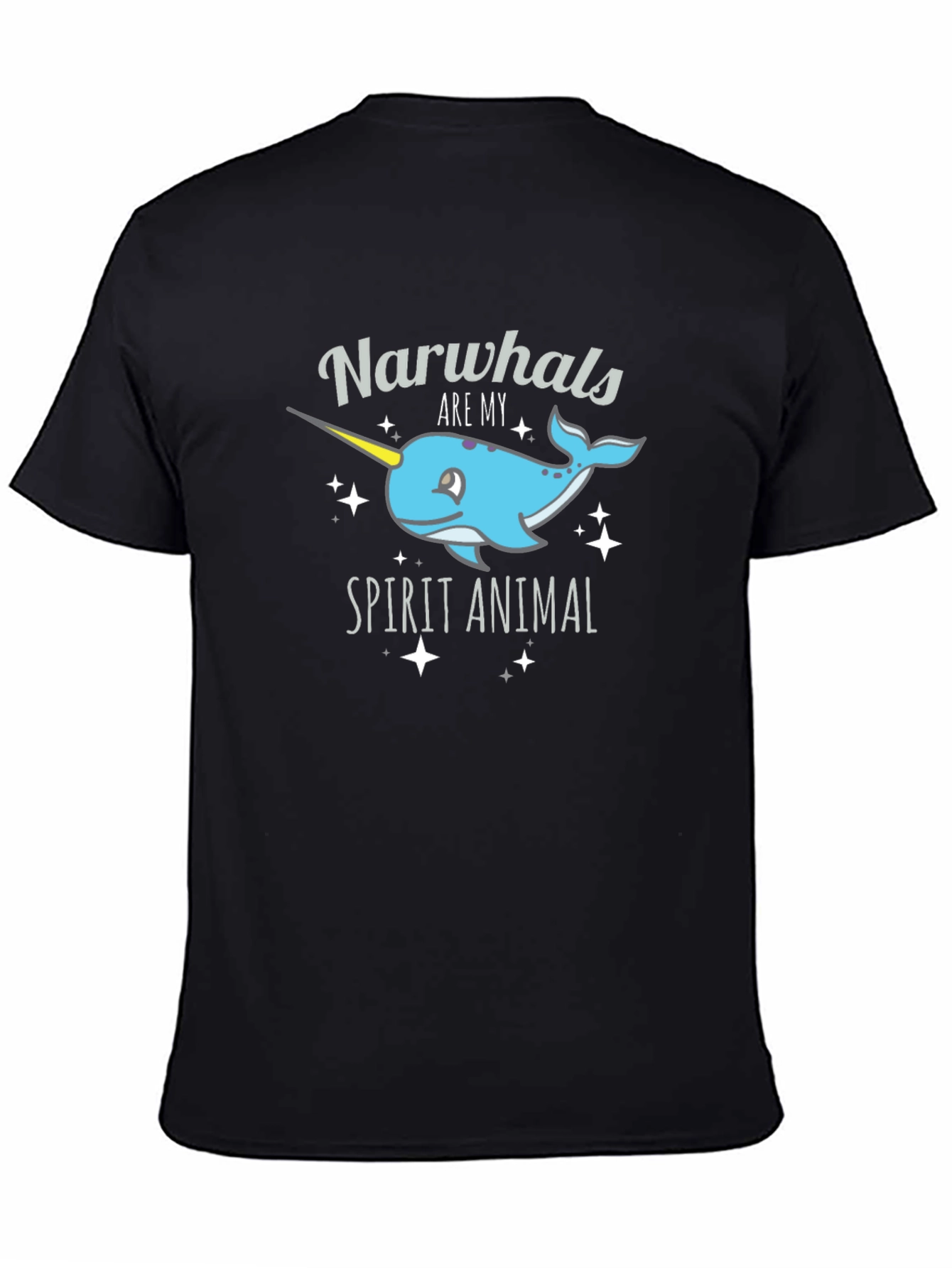 Black Narwhal Spirit Animal Graphic Tee - Black Cotton Blend view 4