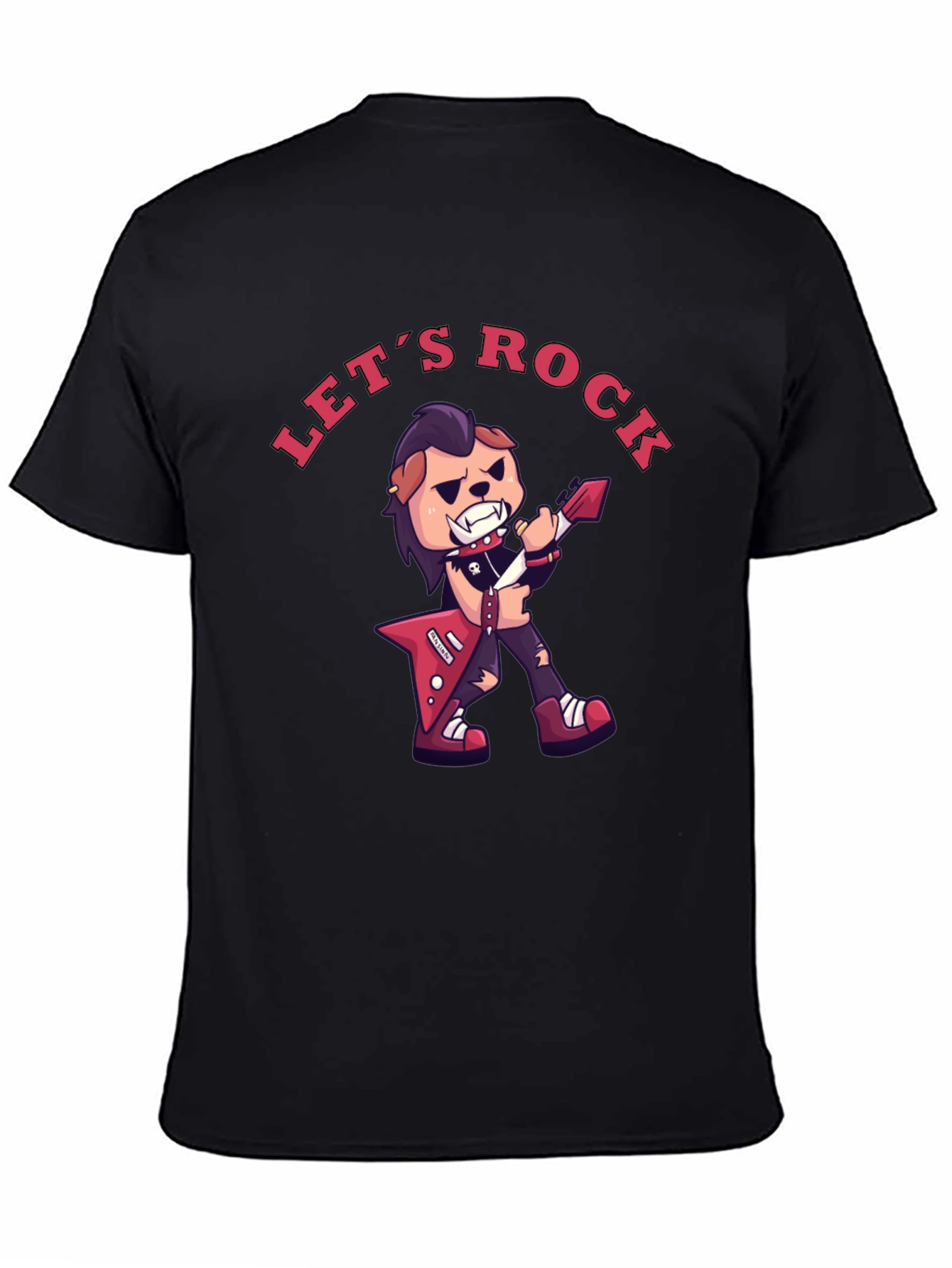 Black Let's Rock Graphic T-Shirt - Black Cotton Tee view 4