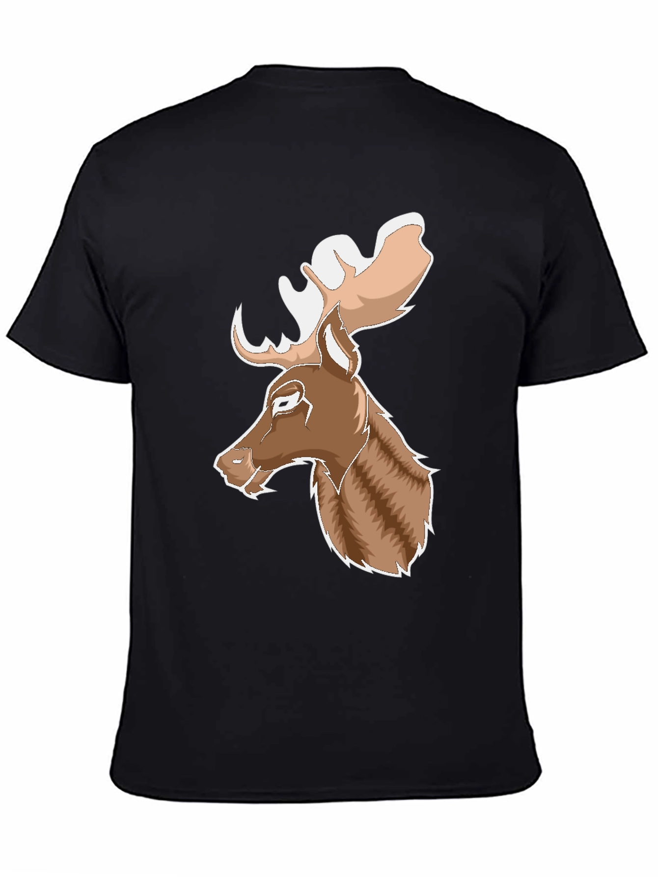 Black Moose Graphic Print T-Shirt - Black, Casual view 4