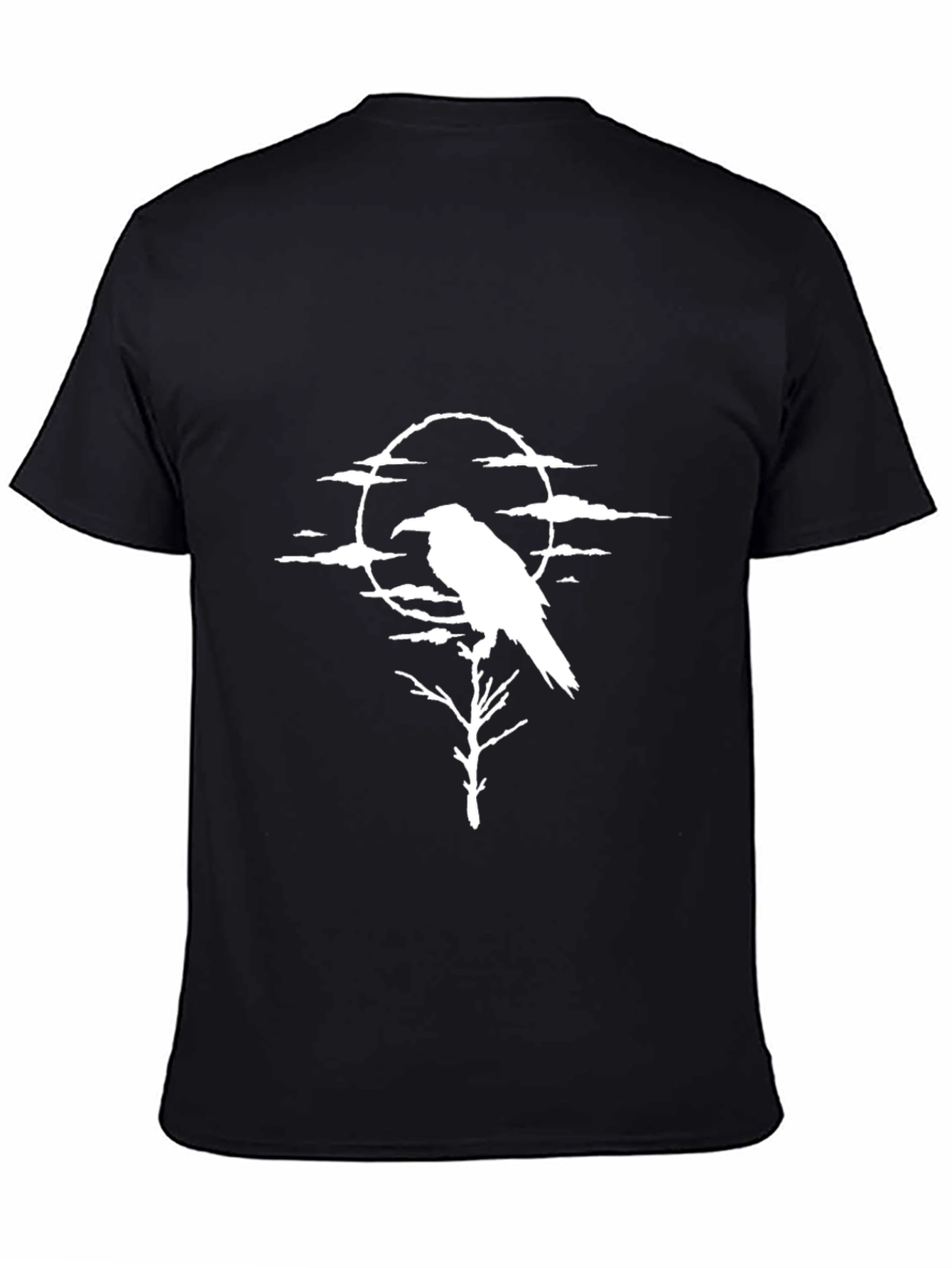 Raven Moon Graphic Tee - Black Cotton Shirt - 4