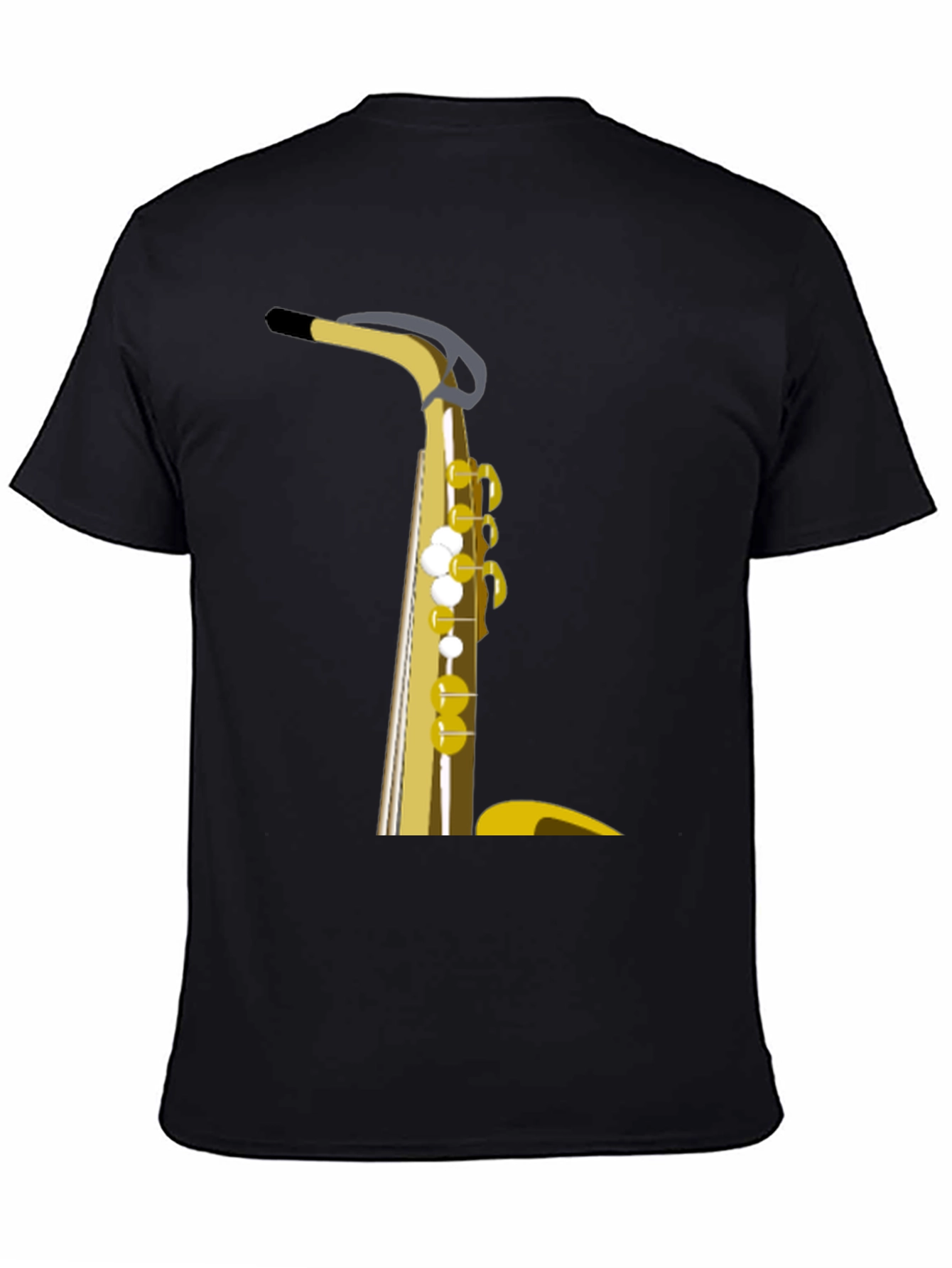 Black Saxophone Graphic Tee - Black Cotton Casual Wear view 4