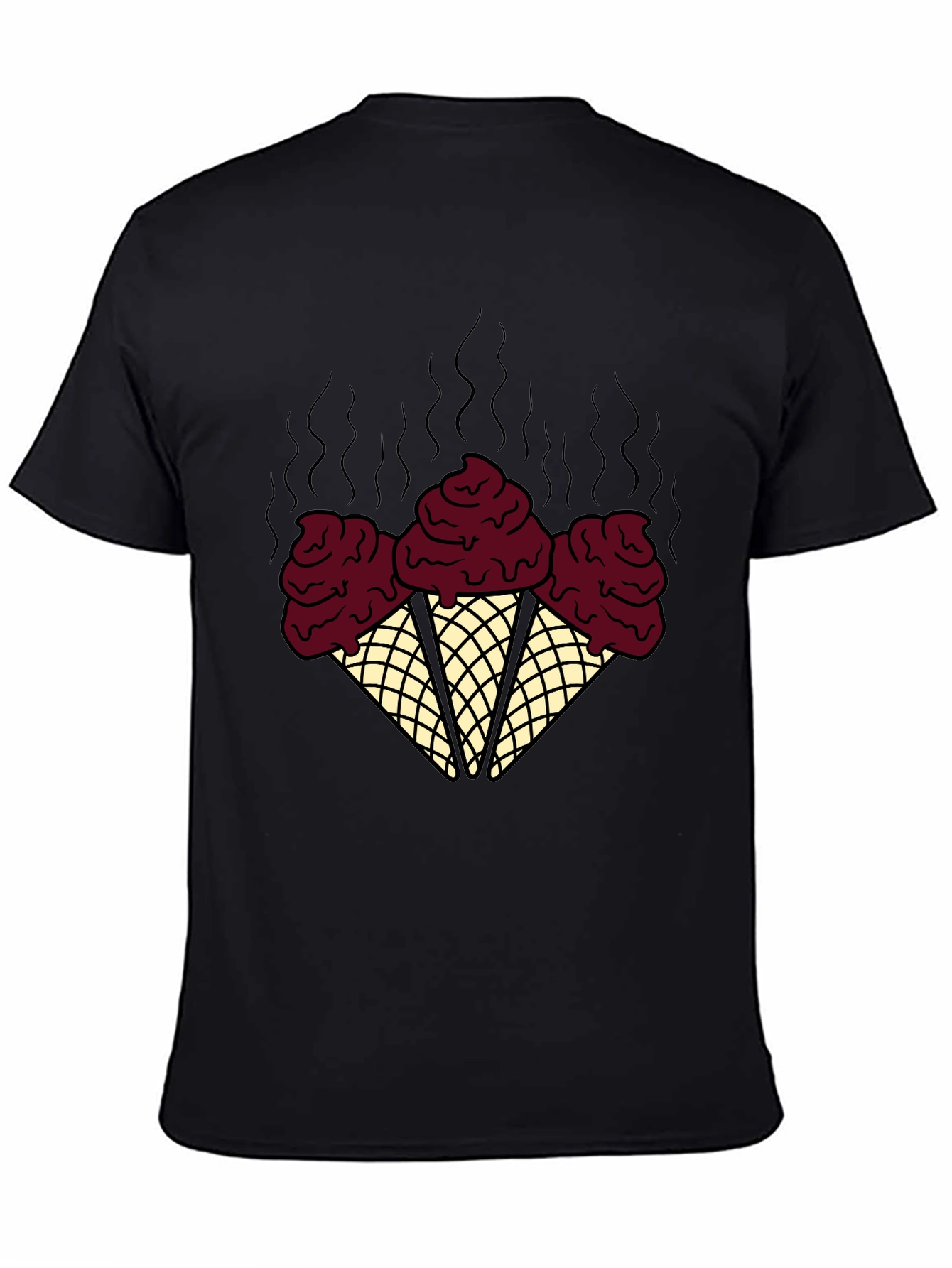 Black Novelty Ice Cream Cone Graphic Tee - Black view 4