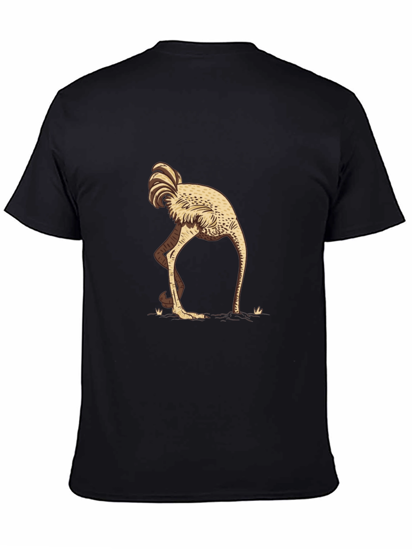 Black Ostrich Head in Sand Graphic Tee - Black view 4