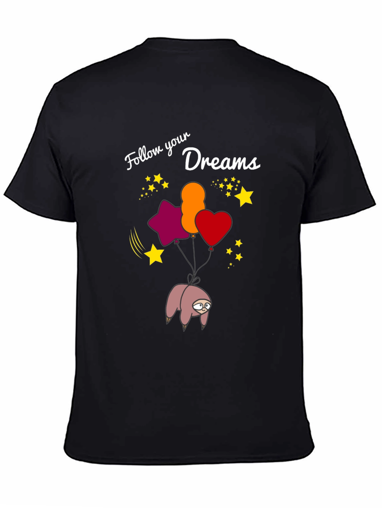 Black Dreamy Sloth T-Shirt - Follow Your Dreams! view 4