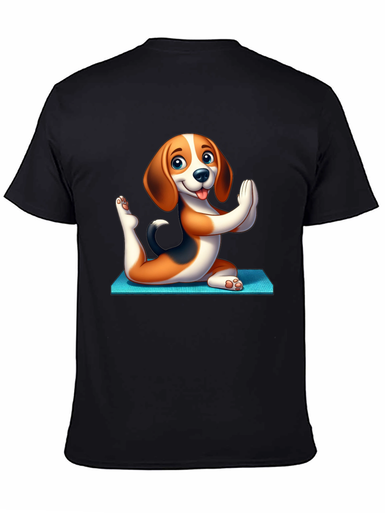 Black Yoga Dog Black T-Shirt view 4