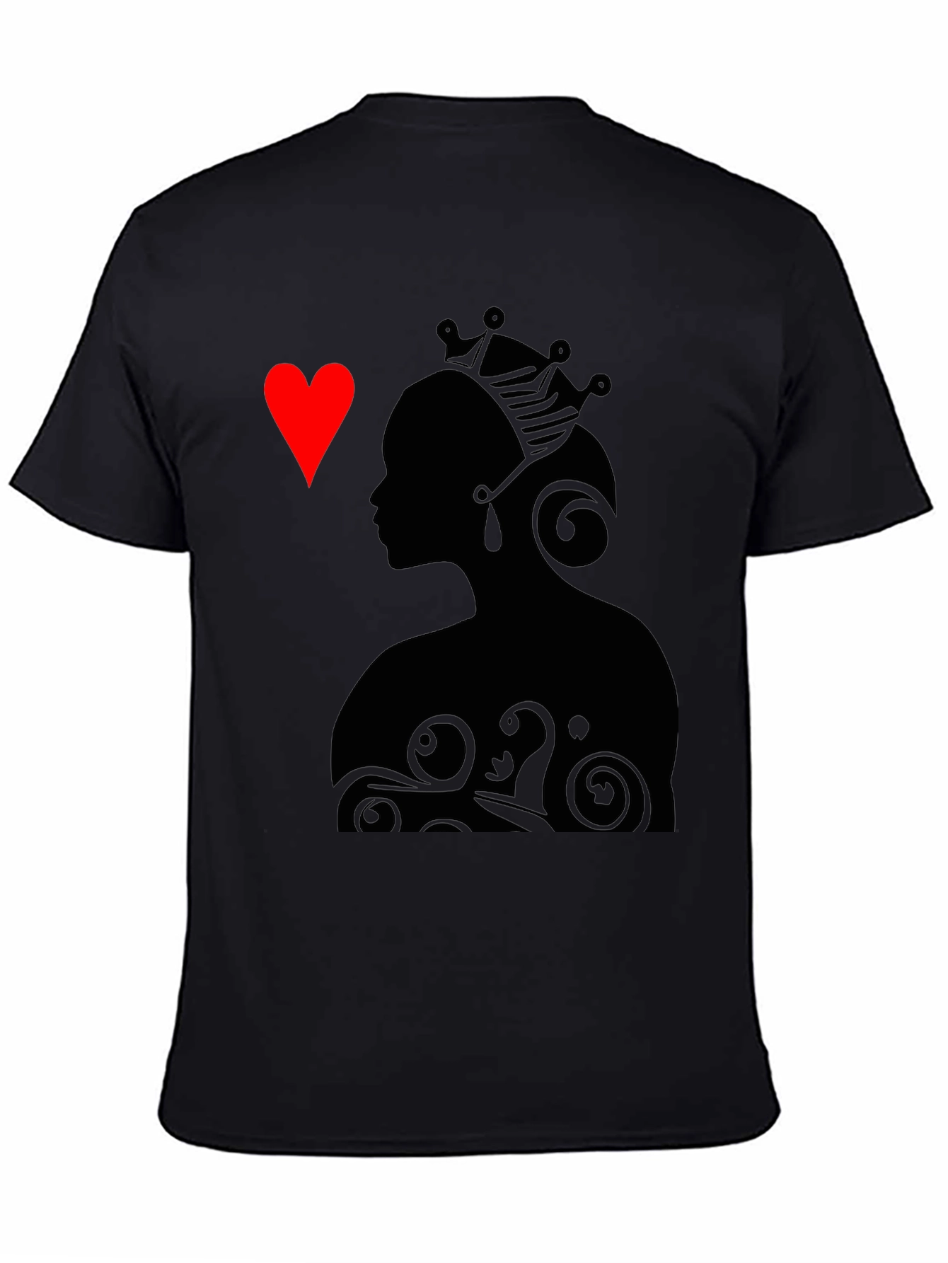 Black Queen of Hearts Graphic Tee - Stylish Black T-Shirt view 4