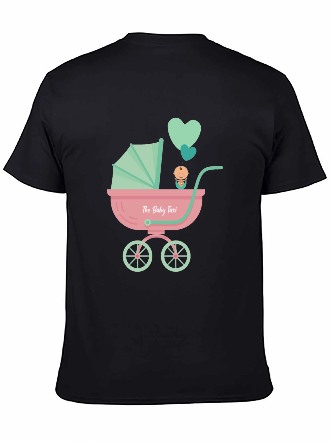 Black The Baby Taxi T-Shirt - Cute Stroller Design view 4