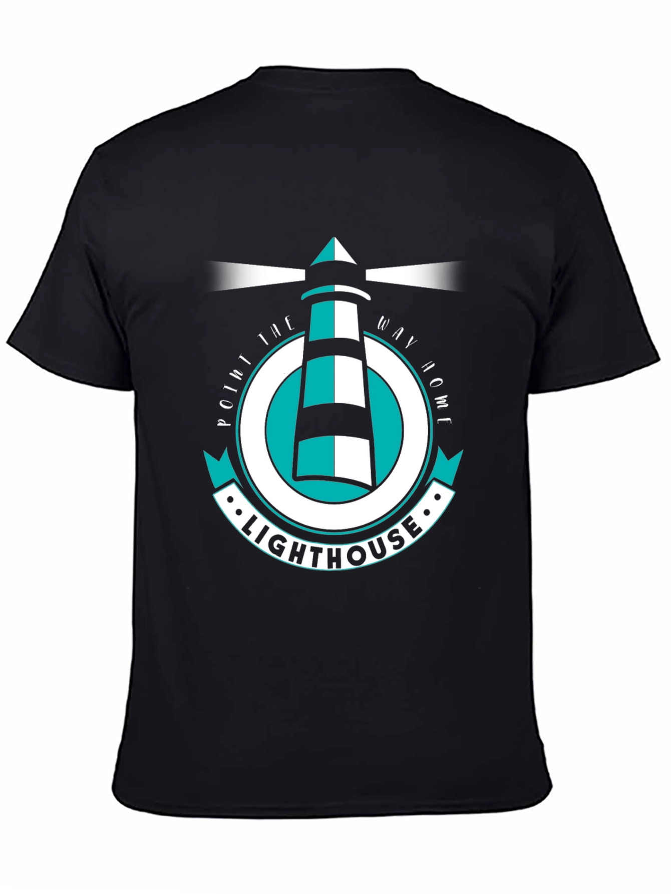 Black Lighthouse Graphic Tee - Point the Way Home T-Shirt view 4